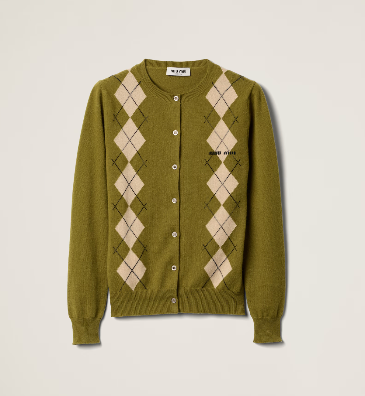 Miu Miu-Fern Green Cashmere Cardigan-42 | Retail Price: $2400