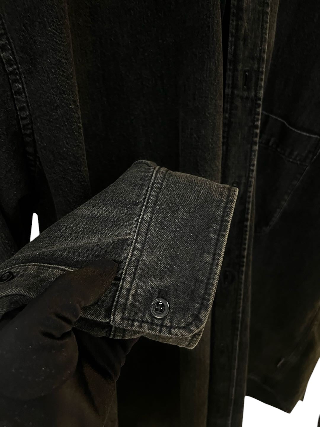 Balenciaga Black Logo Denim Shirt