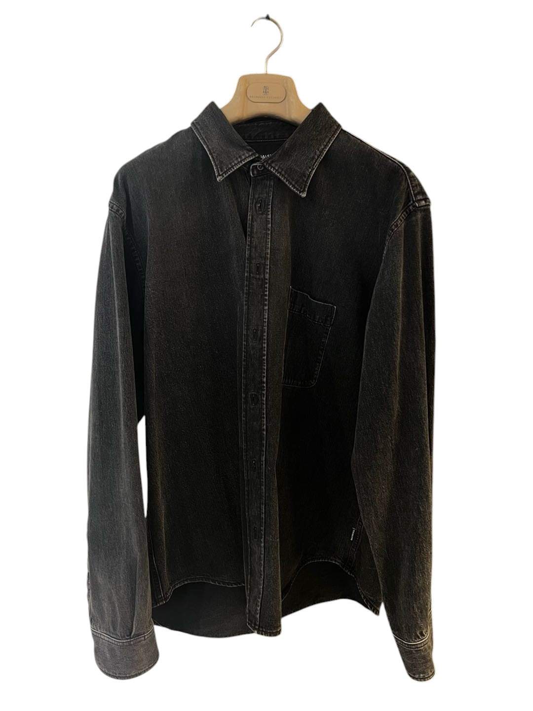 Balenciaga Black Logo Denim Shirt