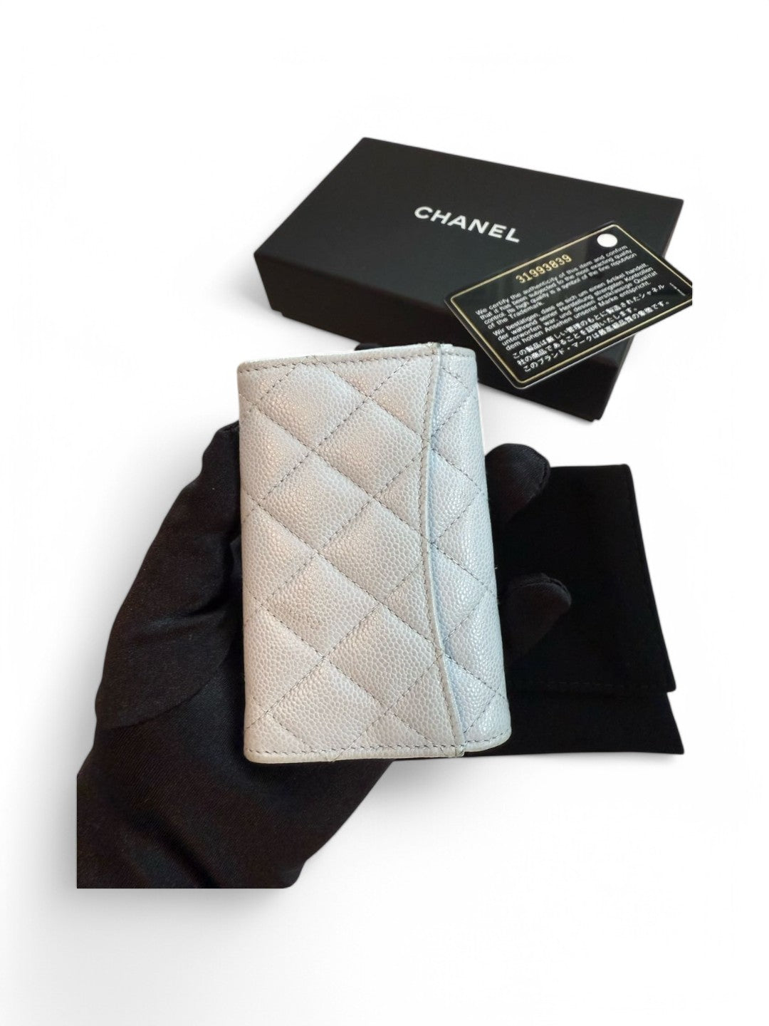 Chanel White Caviar Leather Key Holder