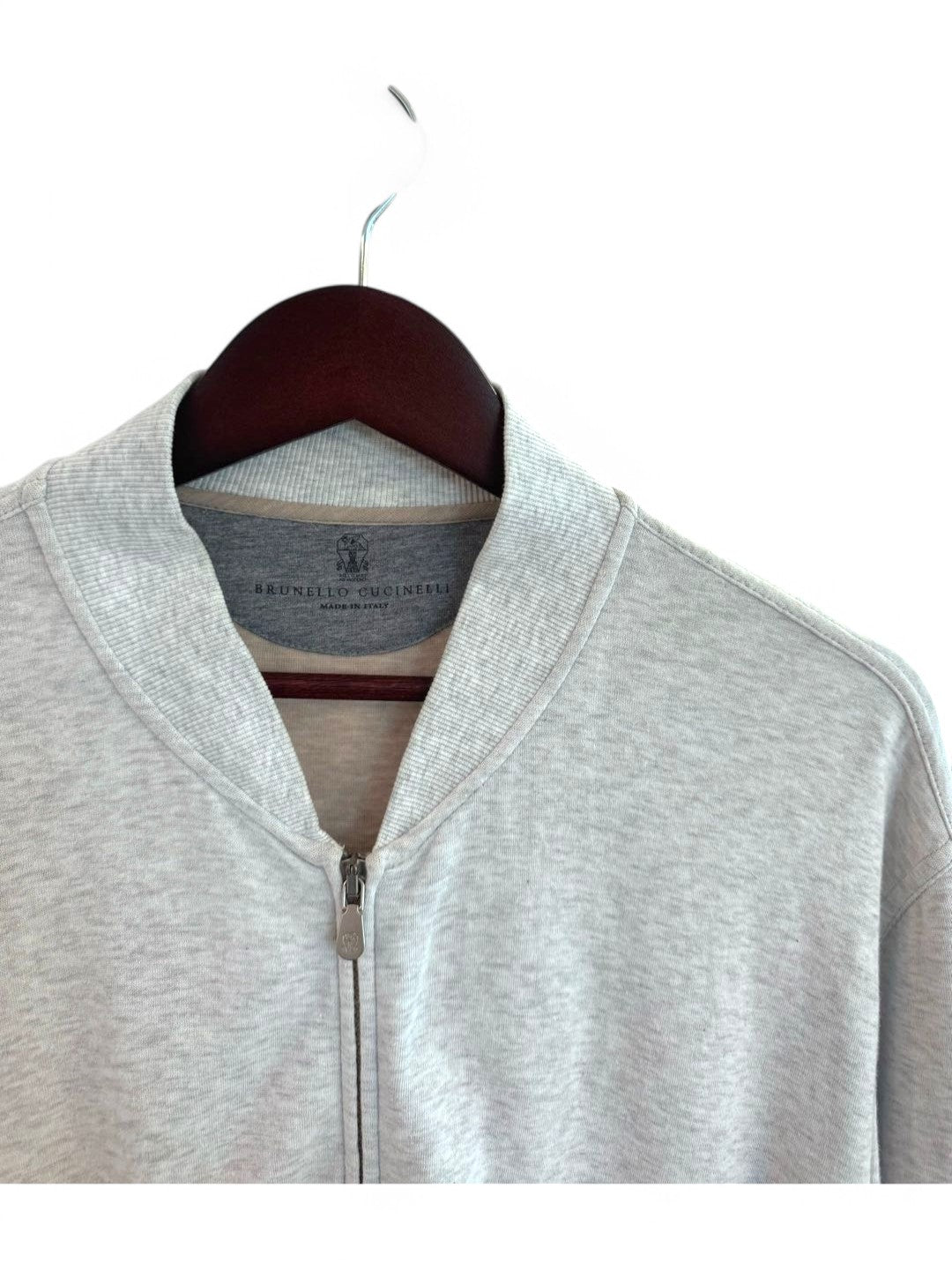 Brunello Cucinelli - Light Grey Cotton Bomber Jacket