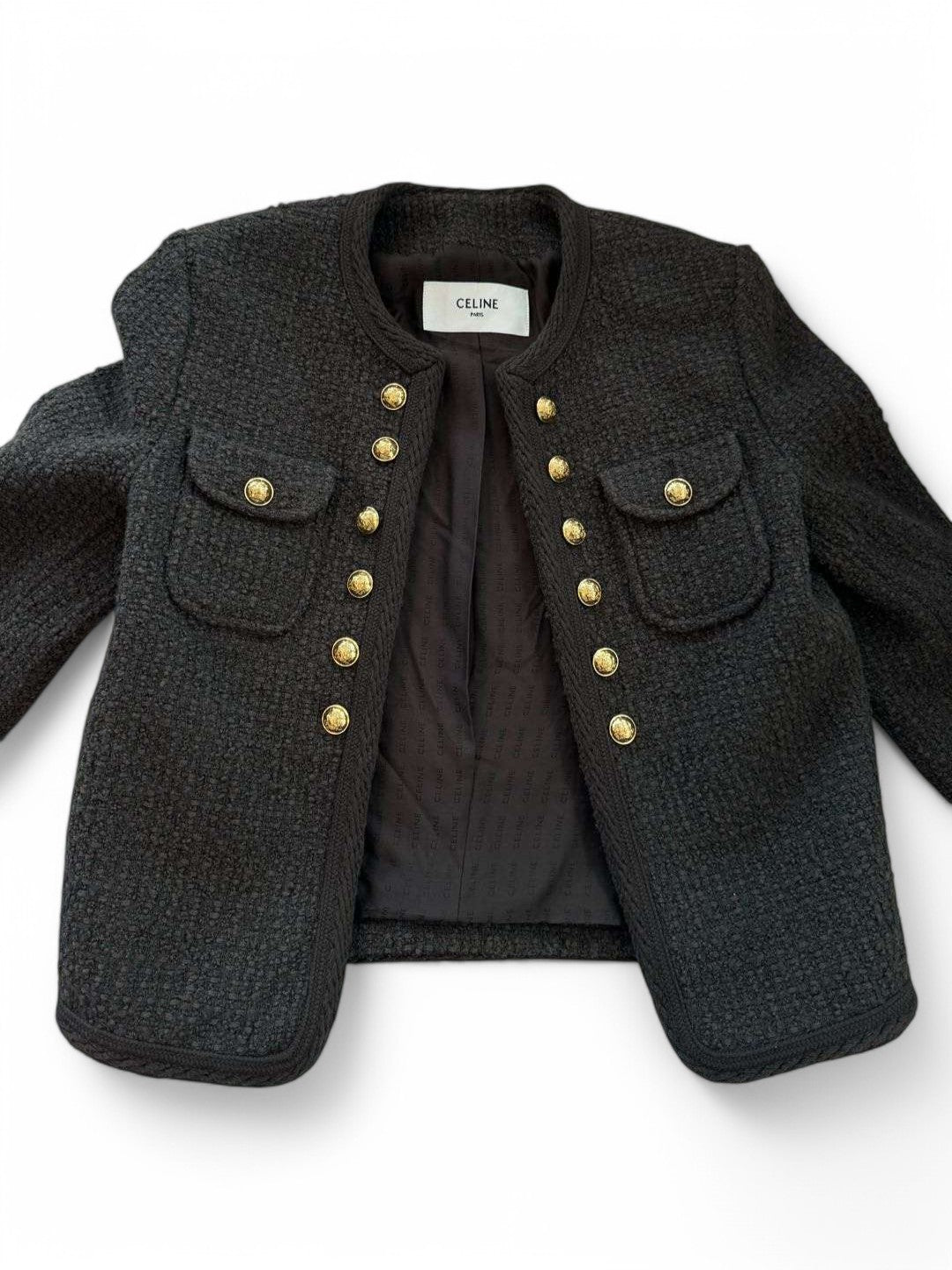 CELINE Paris Wool Bouclé Military Jacket