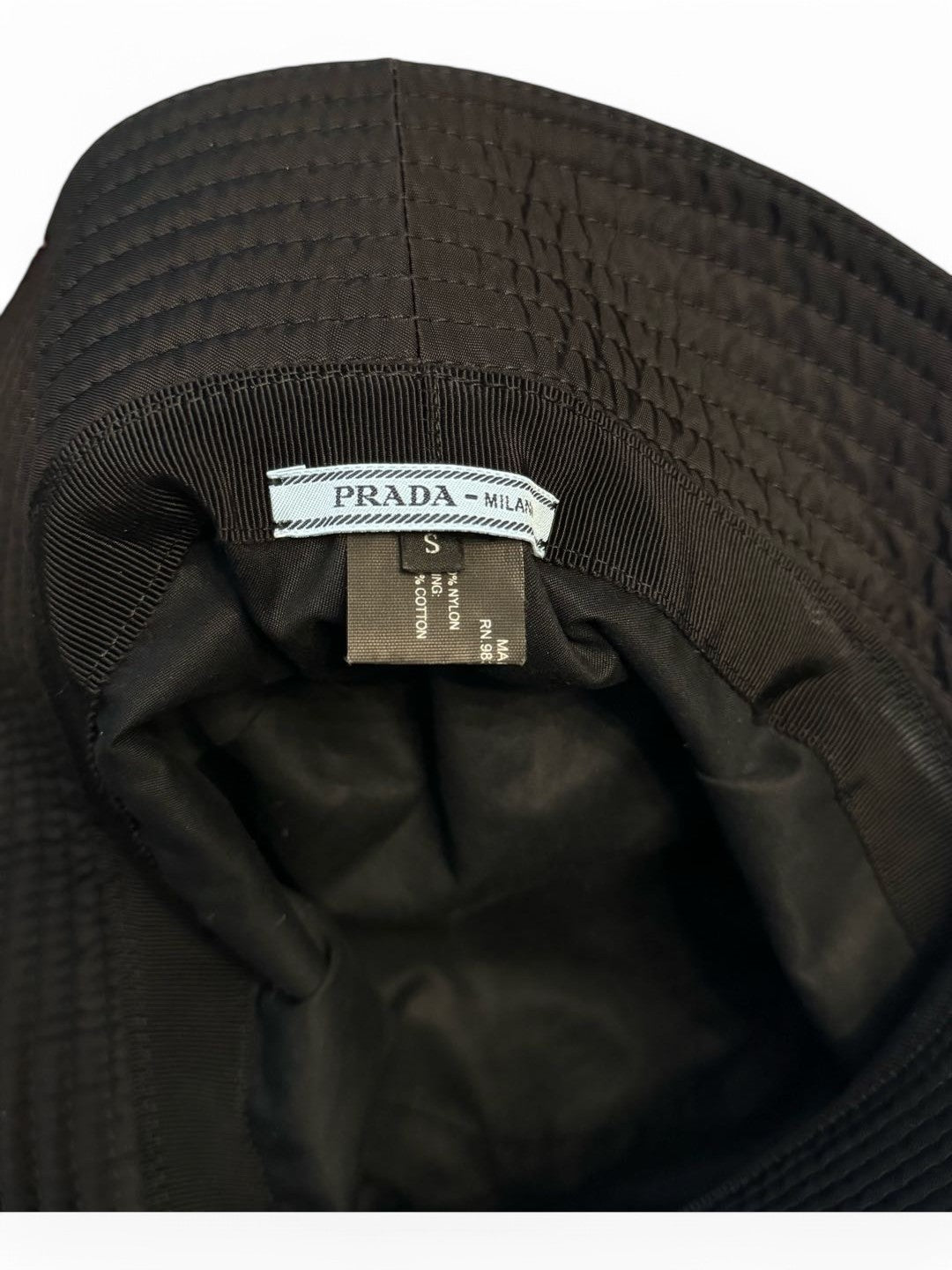 PRADA Black Triangle Logo Fisherman Hat