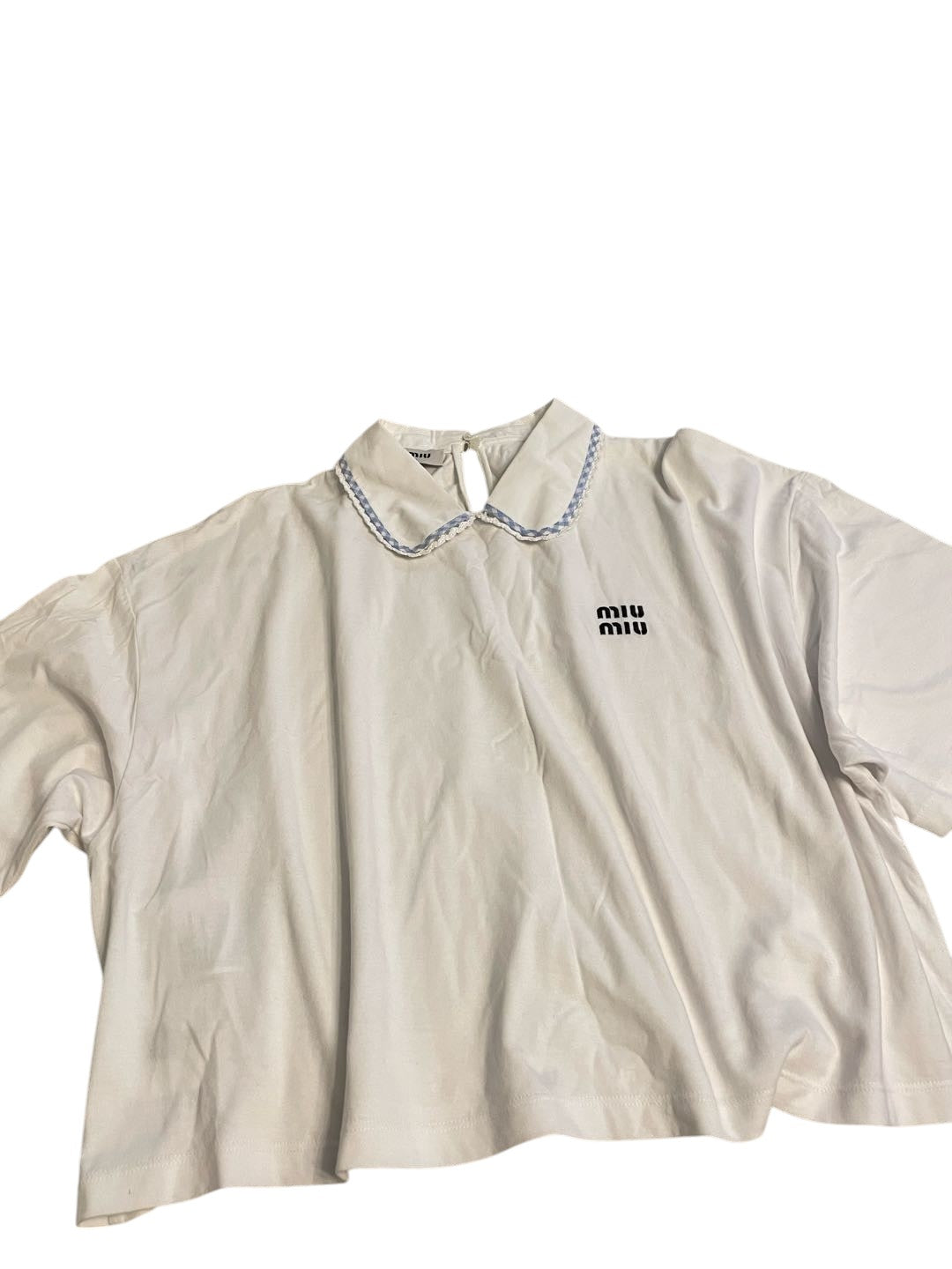 Miu Miu Cream Peter Pan Collar Top