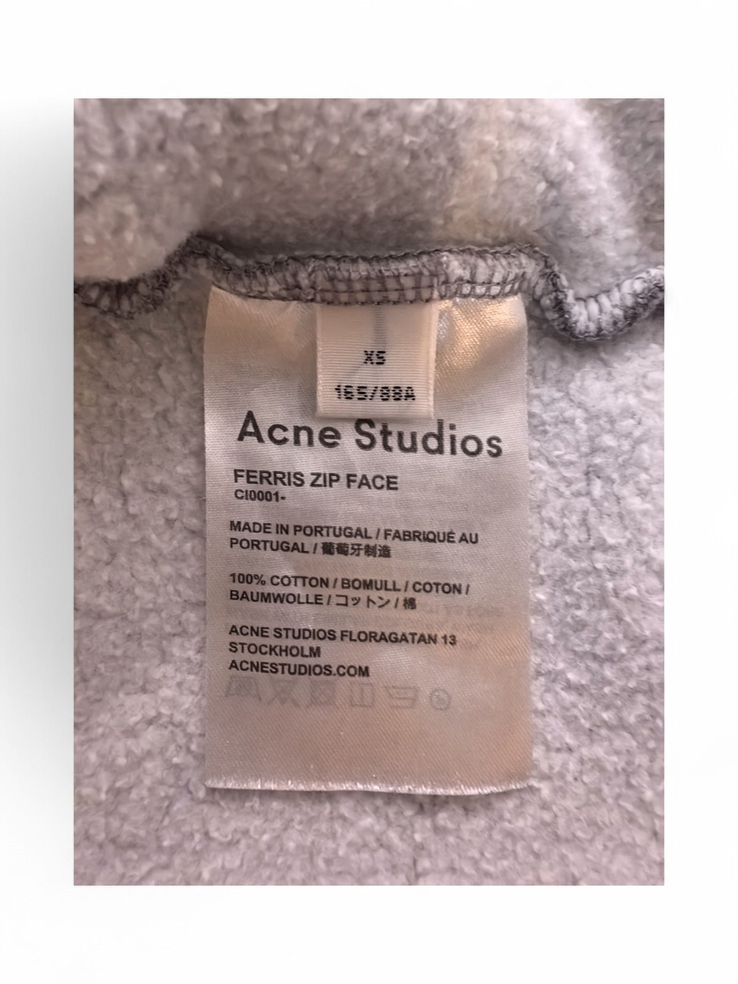 Acne Studios Zip-Up Hoodie in Faded Grey – Retail Price: $348