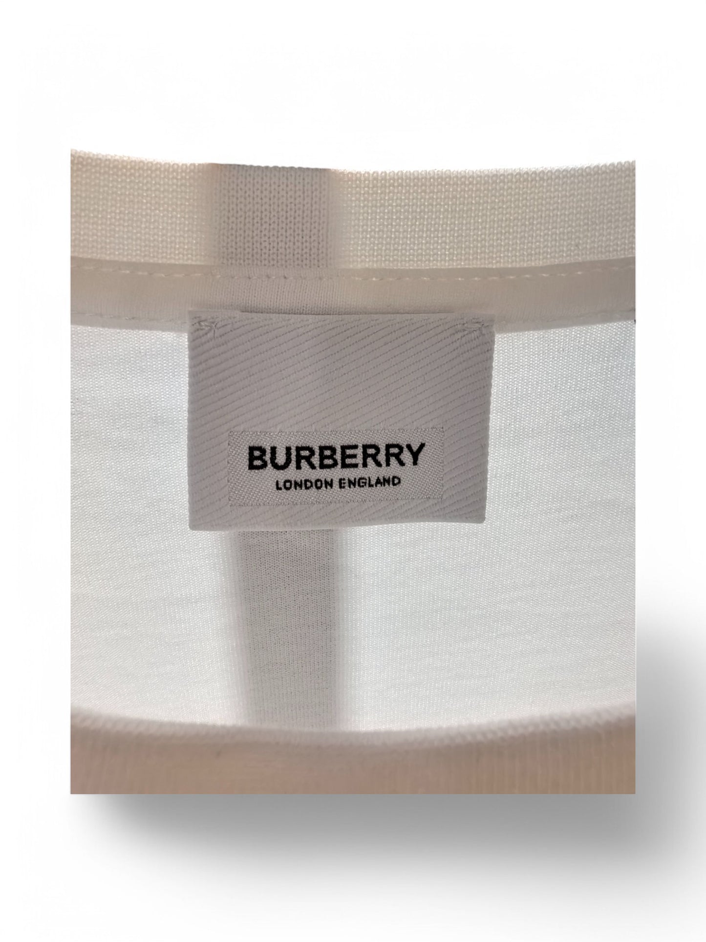 Burberry White Monogram Logo Cotton T-Shirt