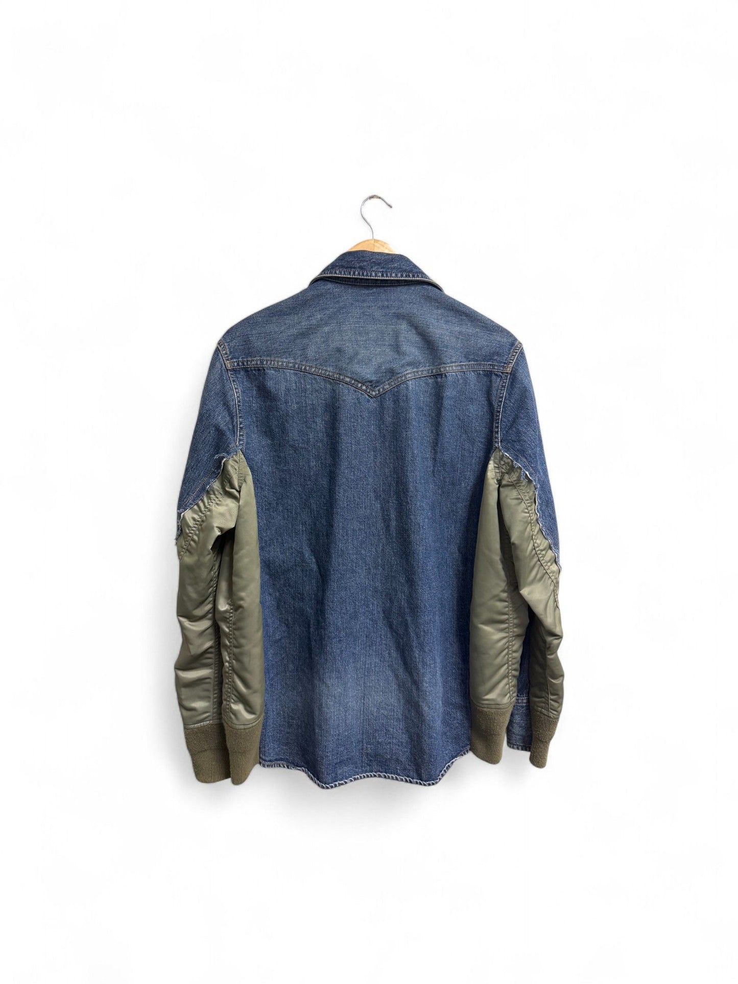 SACAI-Color-Blocked Denim Bomber Jacket-Size1