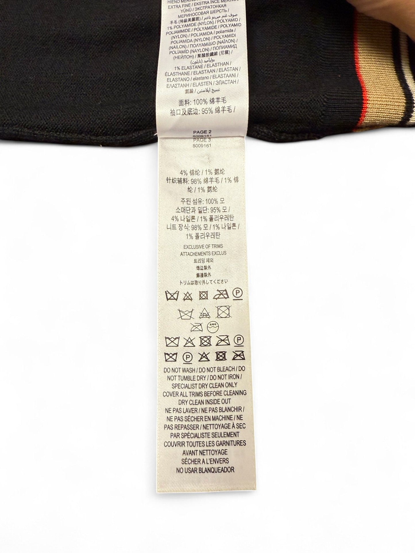 Burberry-Black Striped Wool V-Neck Cardigan-M