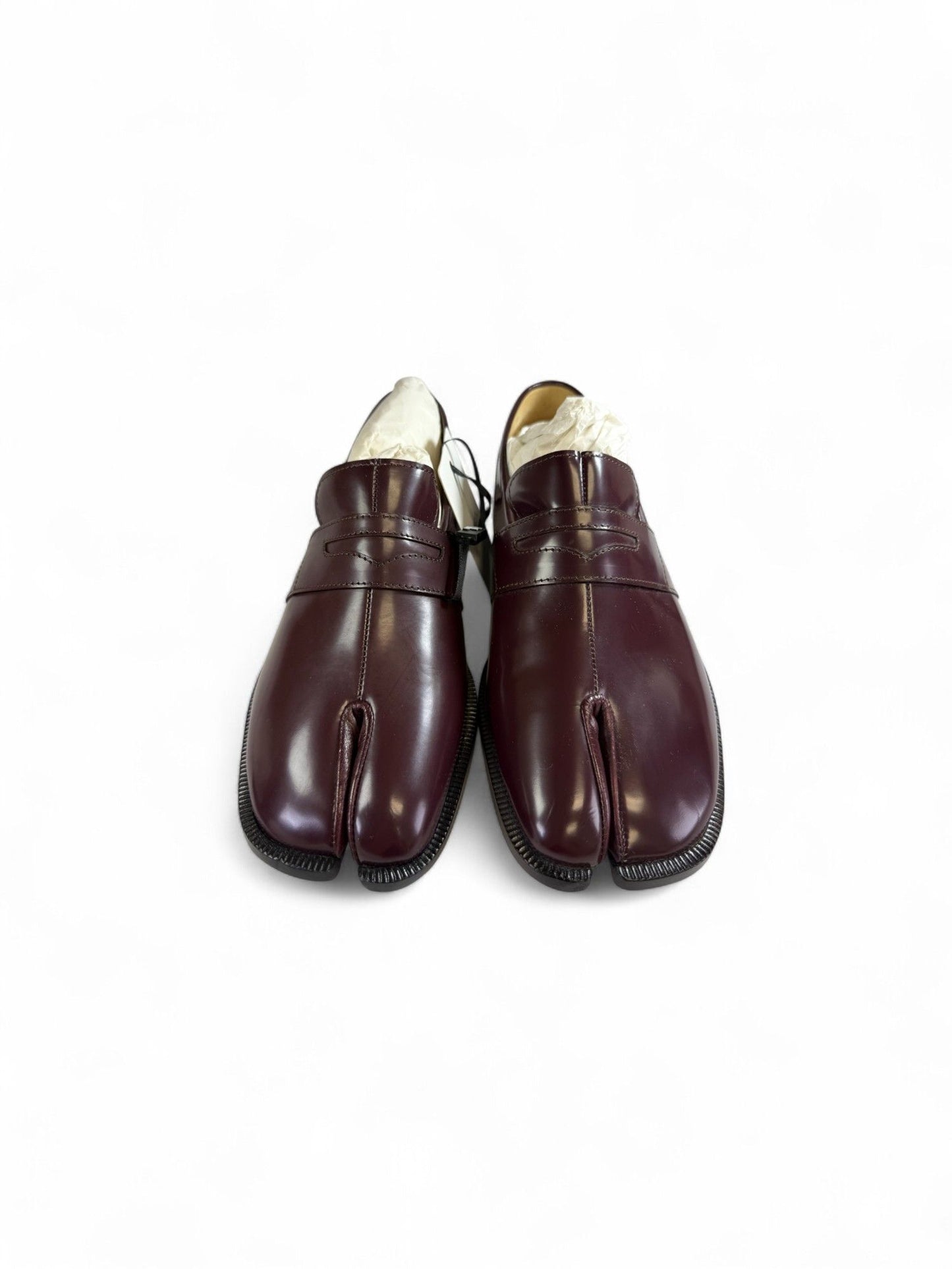 Maison Margiela- Glossy Black Split-Toe Tabi Ankle Boots- 6.5