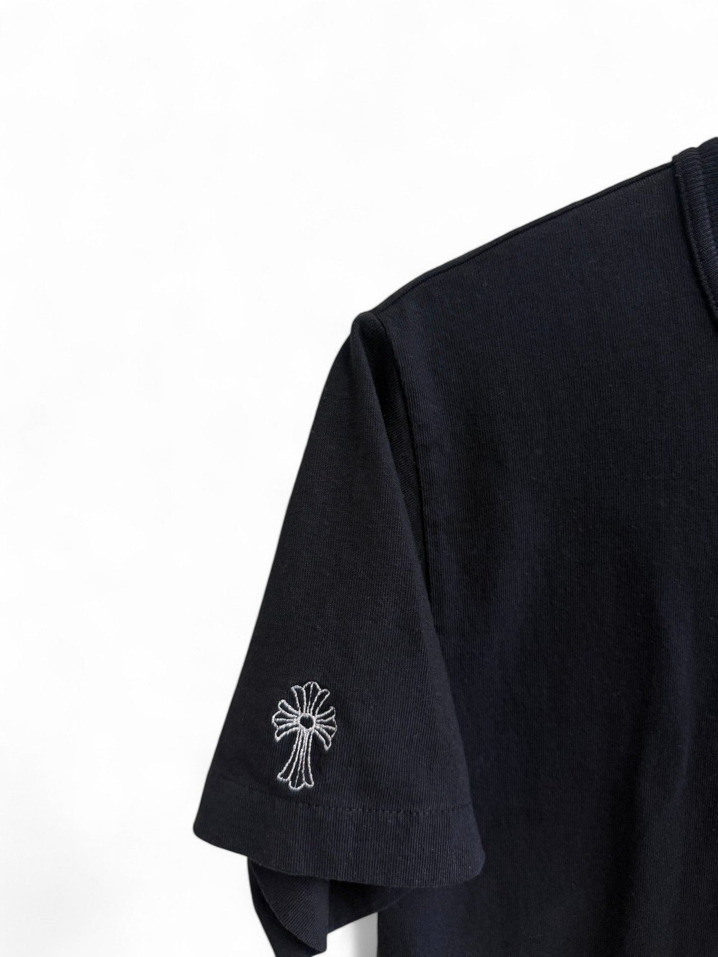 Chrome Hearts-Black Sanskrit Cross Embroidered Tee-S | Retail Price: $1,495