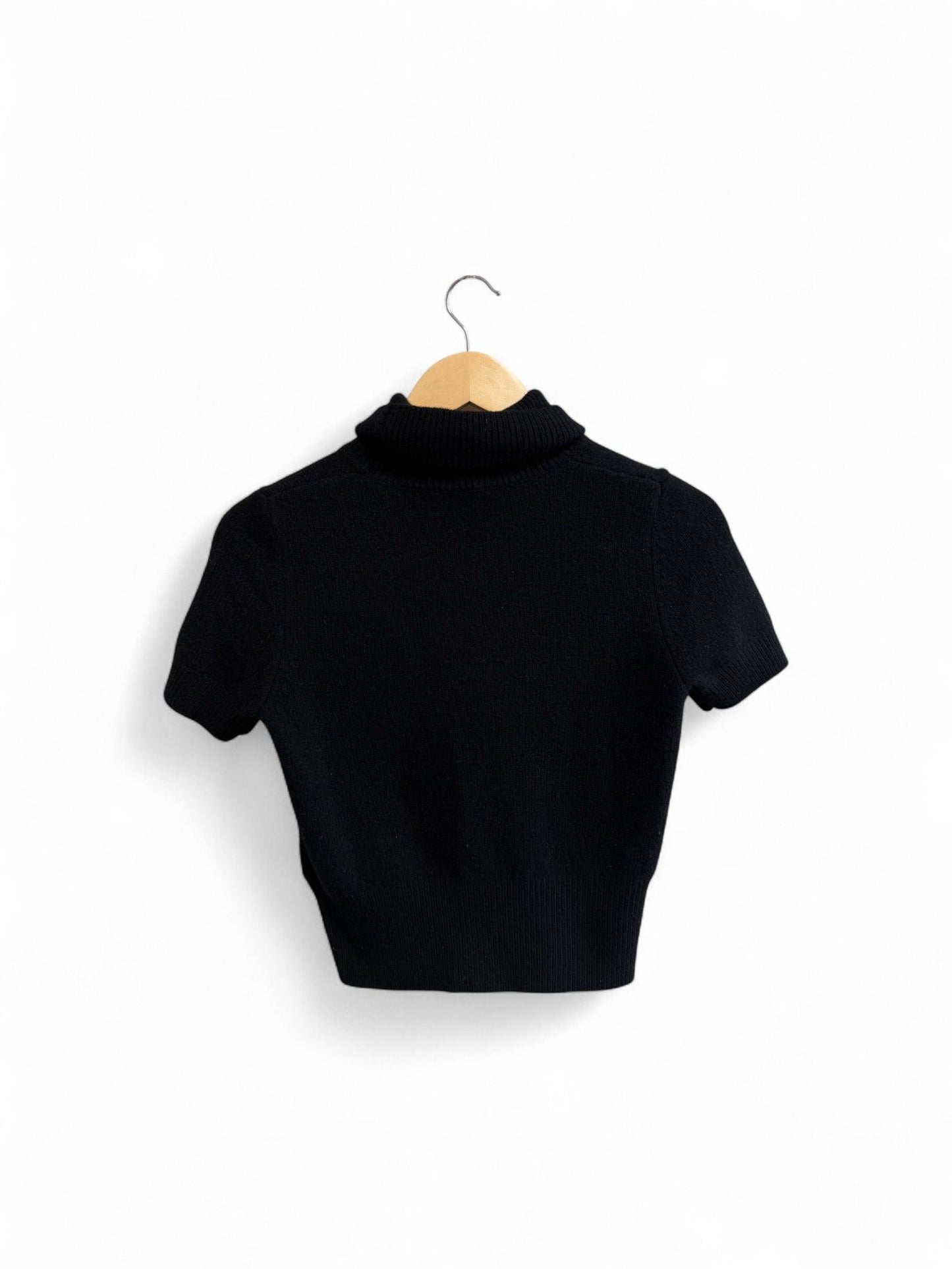 Diesel- Black Mockneck Short-Sleeve Knit Top- 10 | Retail Price: $195