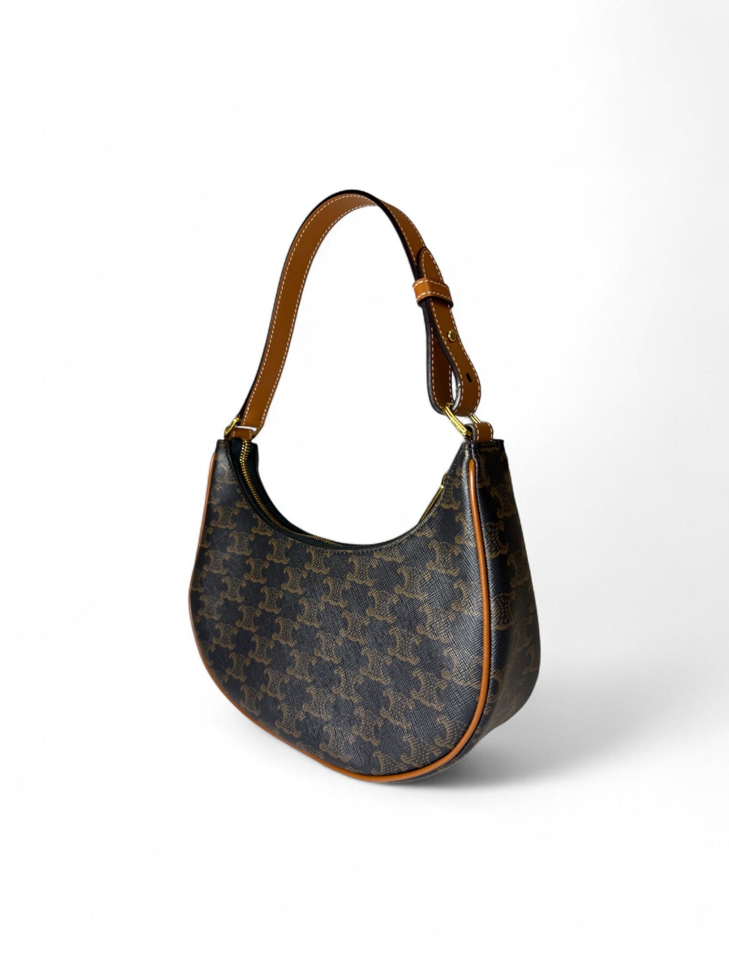 Celine- Dark Blue Triomphe Ava Crescent Bag | Retail Price: $1,900