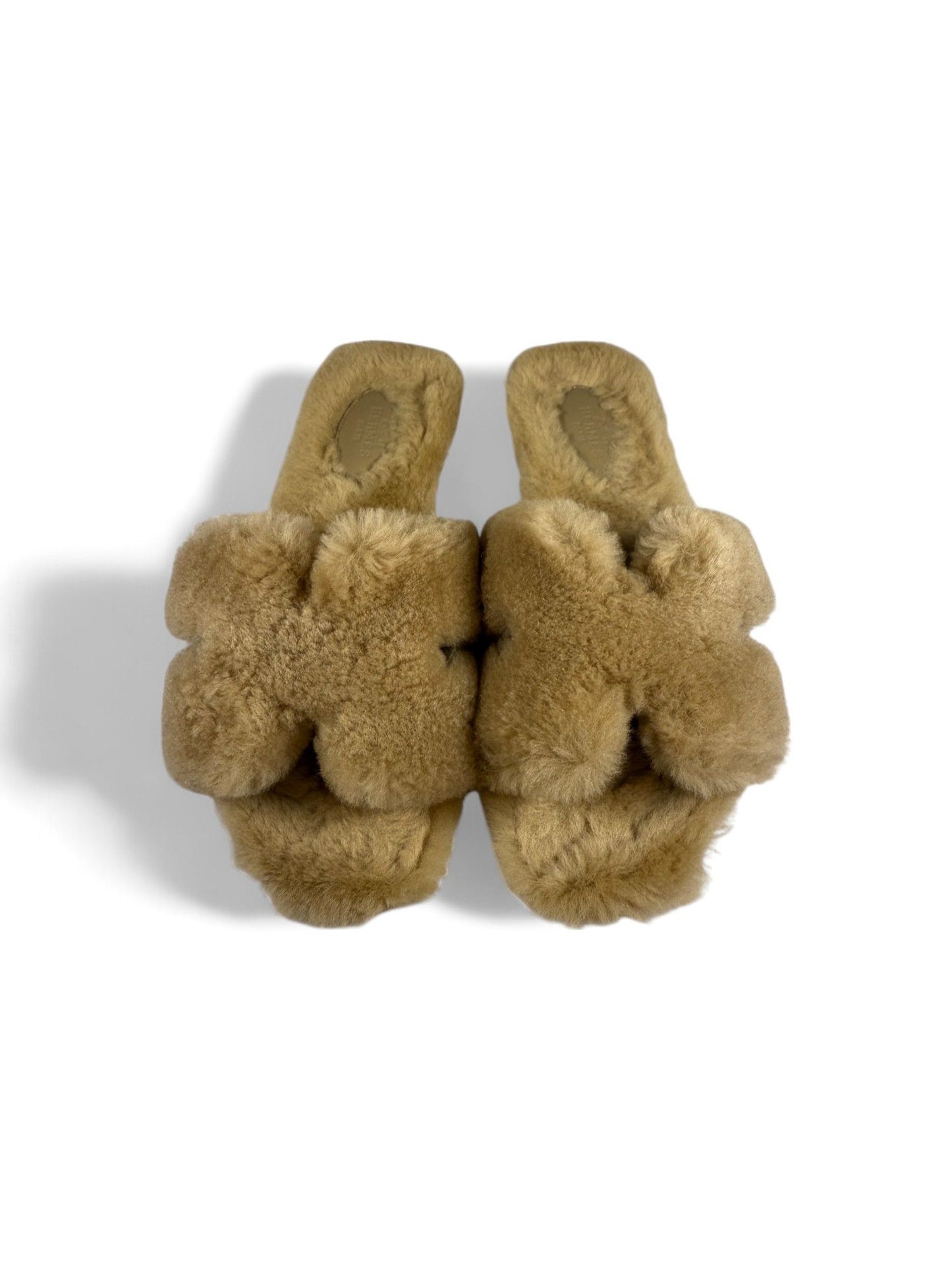Hermes- Brown Plush Fur Leather Slipper- 37 | Retail Price: $1,250