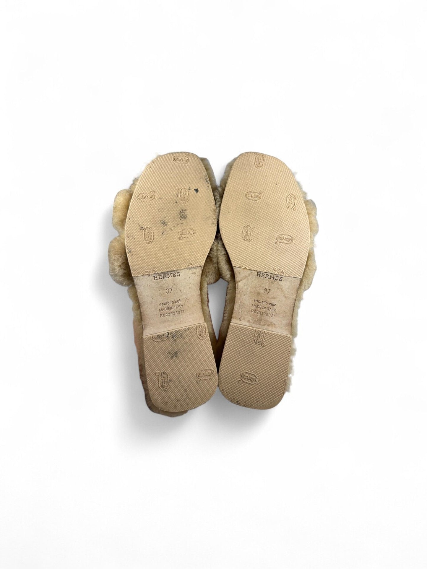 Hermes- Brown Plush Fur Leather Slipper- 37 | Retail Price: $1,250
