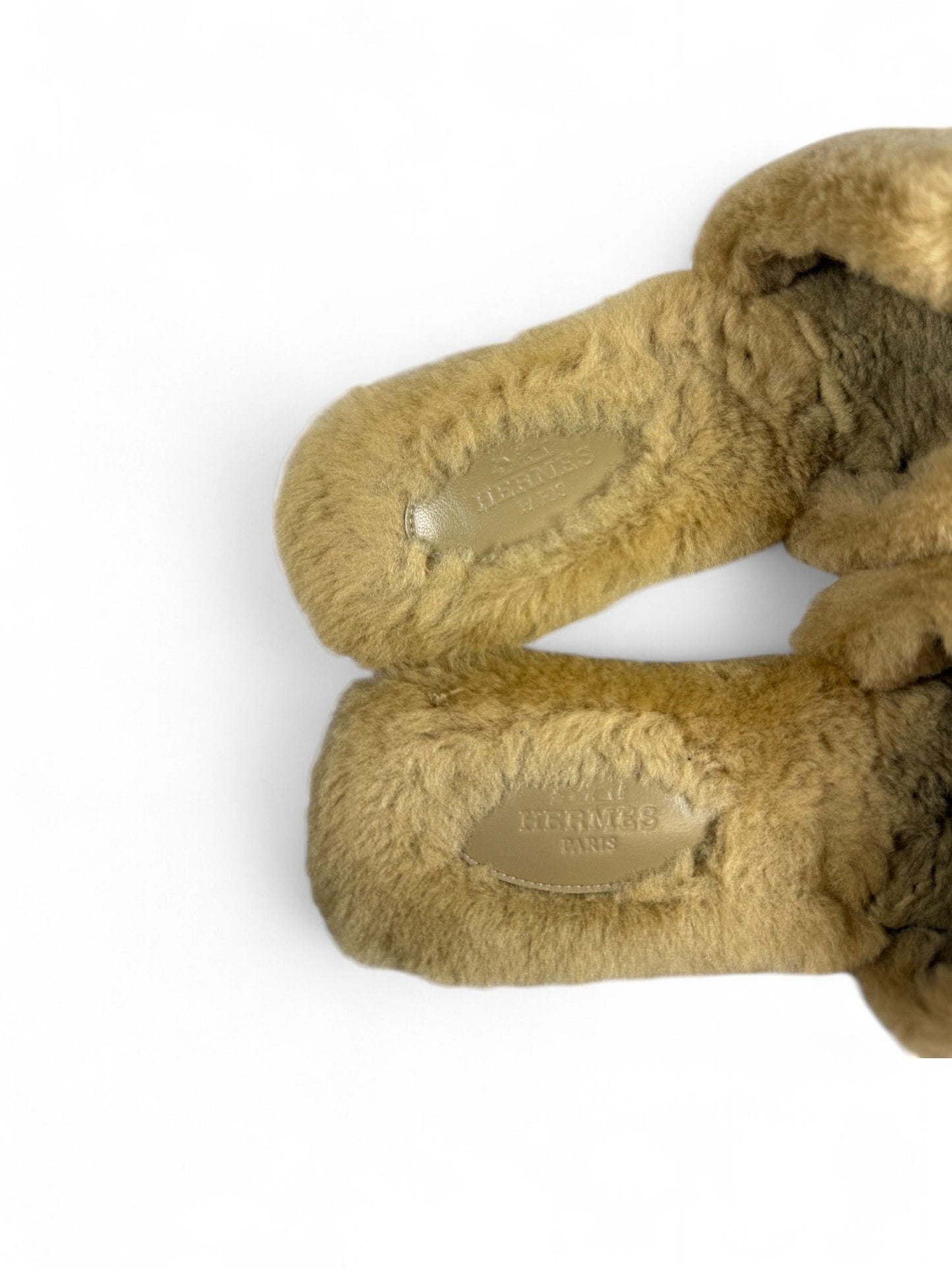 Hermes- Brown Plush Fur Leather Slipper- 37 | Retail Price: $1,250
