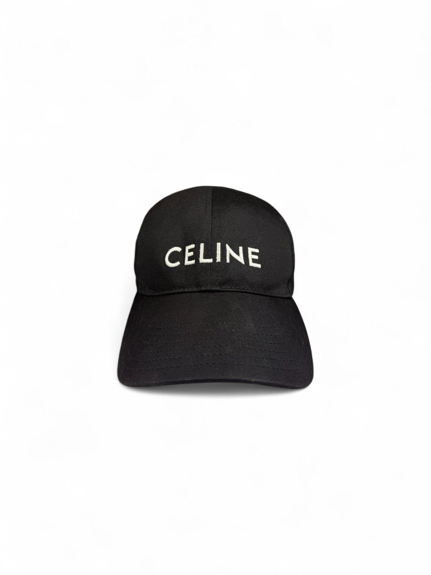 Celine- Black Embroidered Logo Baseball Cap- M | Retail Price: $690