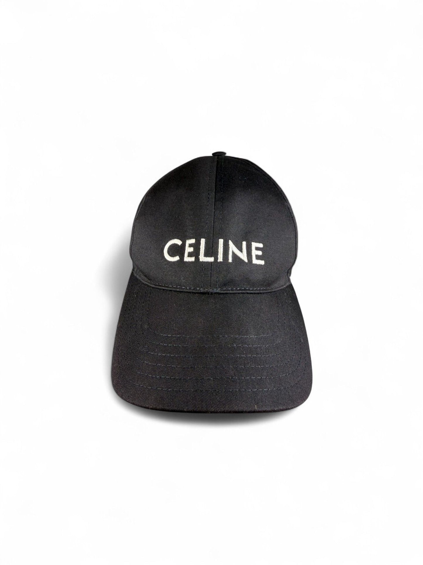 Celine- Black Embroidered Logo Baseball Cap- M | Retail Price: $690