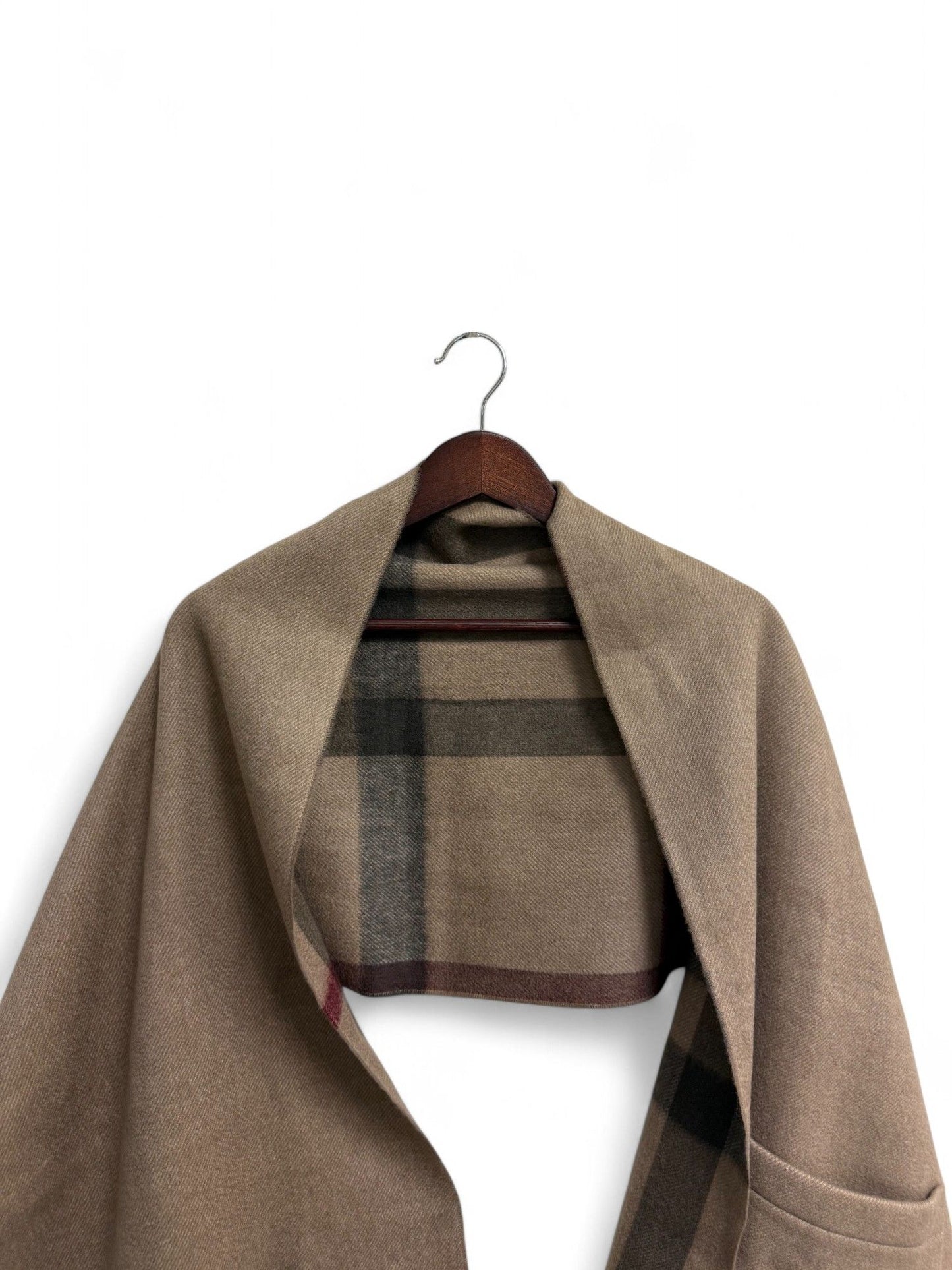 Burberry- Heritage Check Reversible Cashmere/Wool Cape Shawl | Retail Price: $1,890