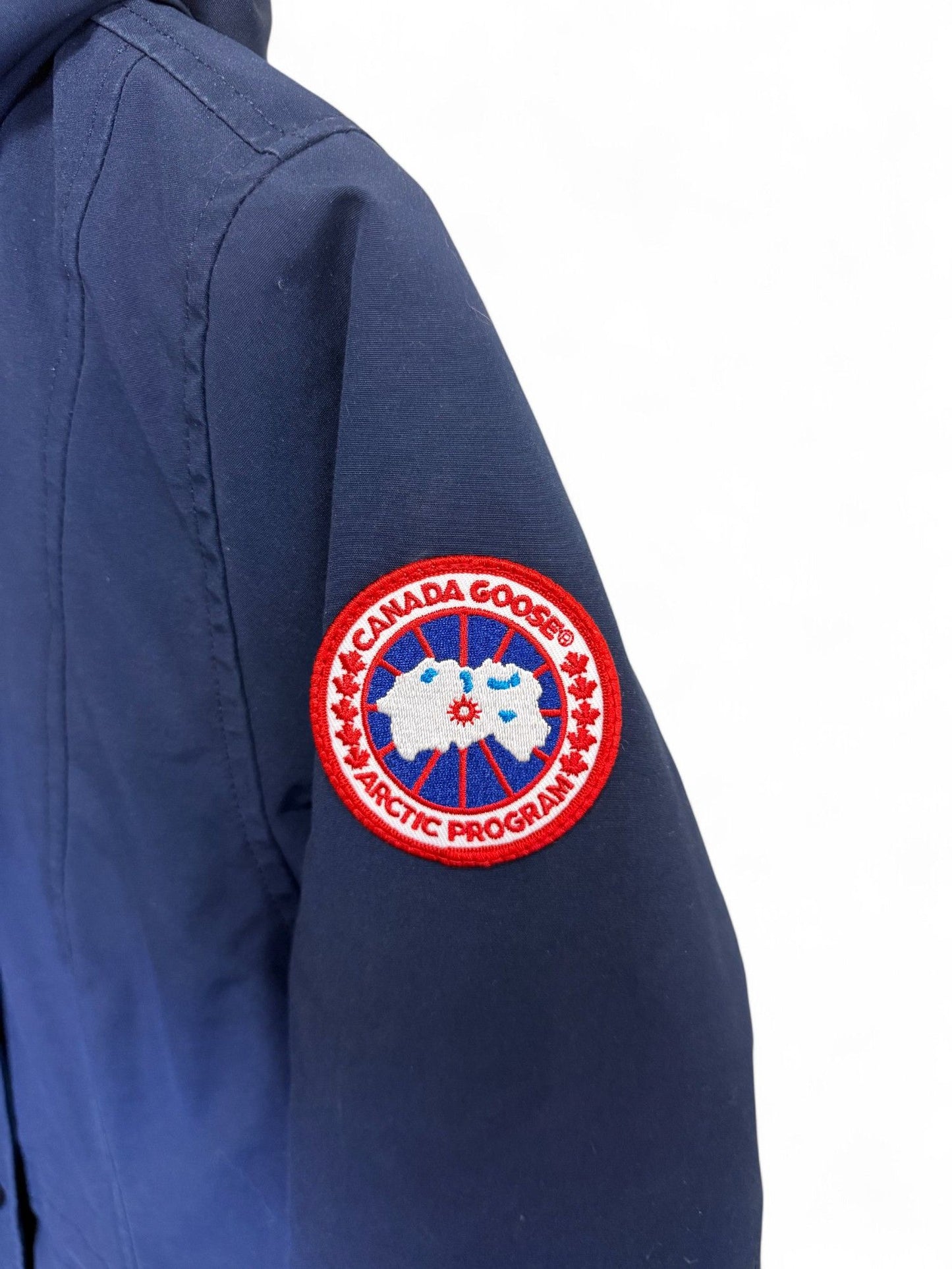 Canada Goose-Women's Mid-Length Hooded Parka-Navy-M | Retail Price: $1,357