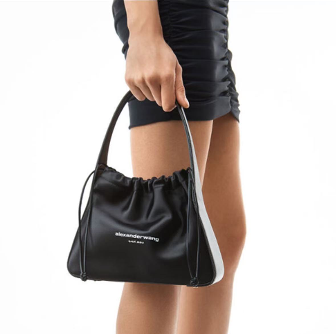 Alexander Wang Ryan Drawstring Lambskin Bag in Black | Retail Price: $695