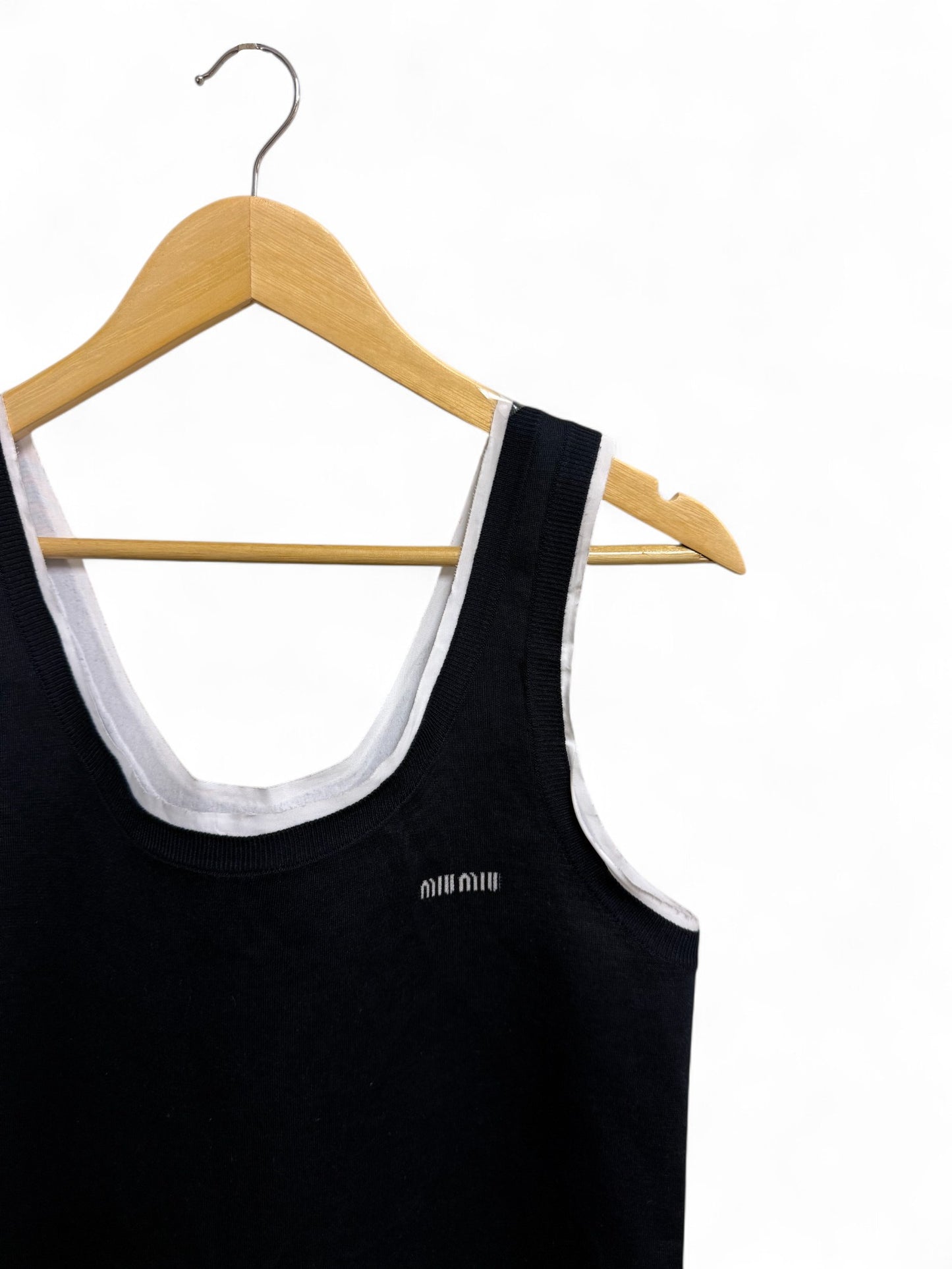 Miu Miu-Faux Two-Piece Tank Dress-Black/White Trim-36 | Retail Price: $3157