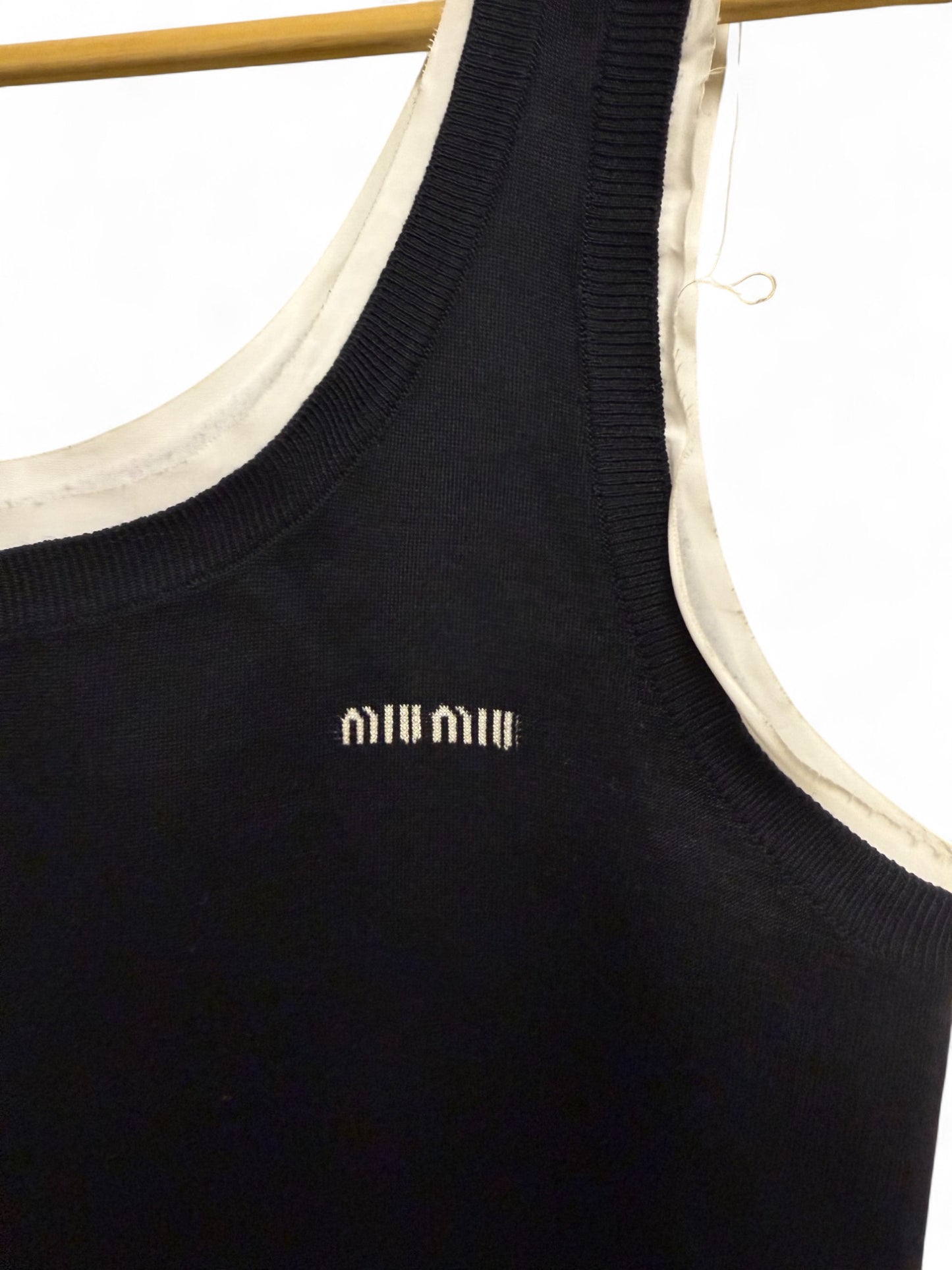 Miu Miu-Faux Two-Piece Tank Dress-Black/White Trim-36 | Retail Price: $3157