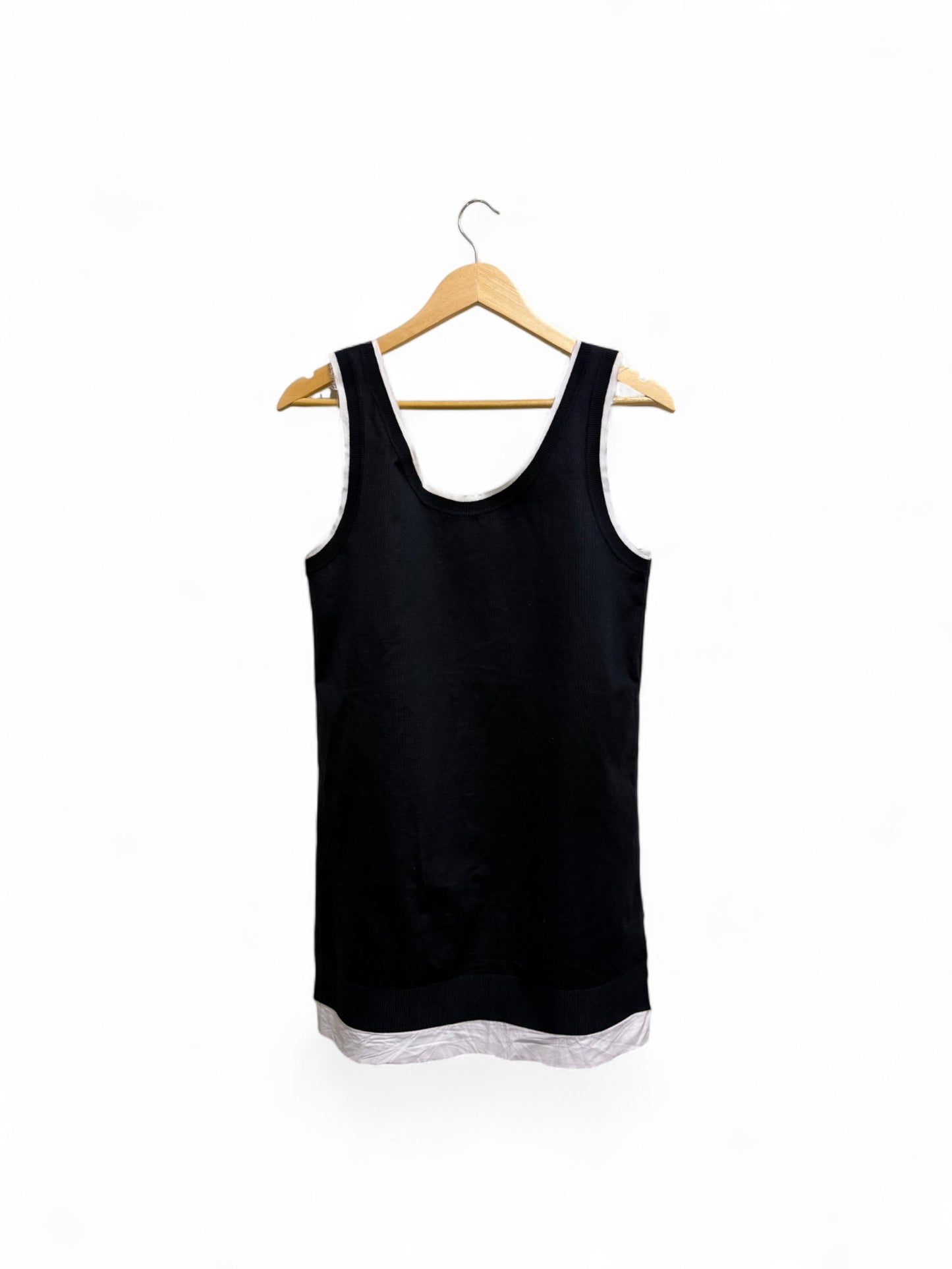 Miu Miu-Faux Two-Piece Tank Dress-Black/White Trim-36 | Retail Price: $3157