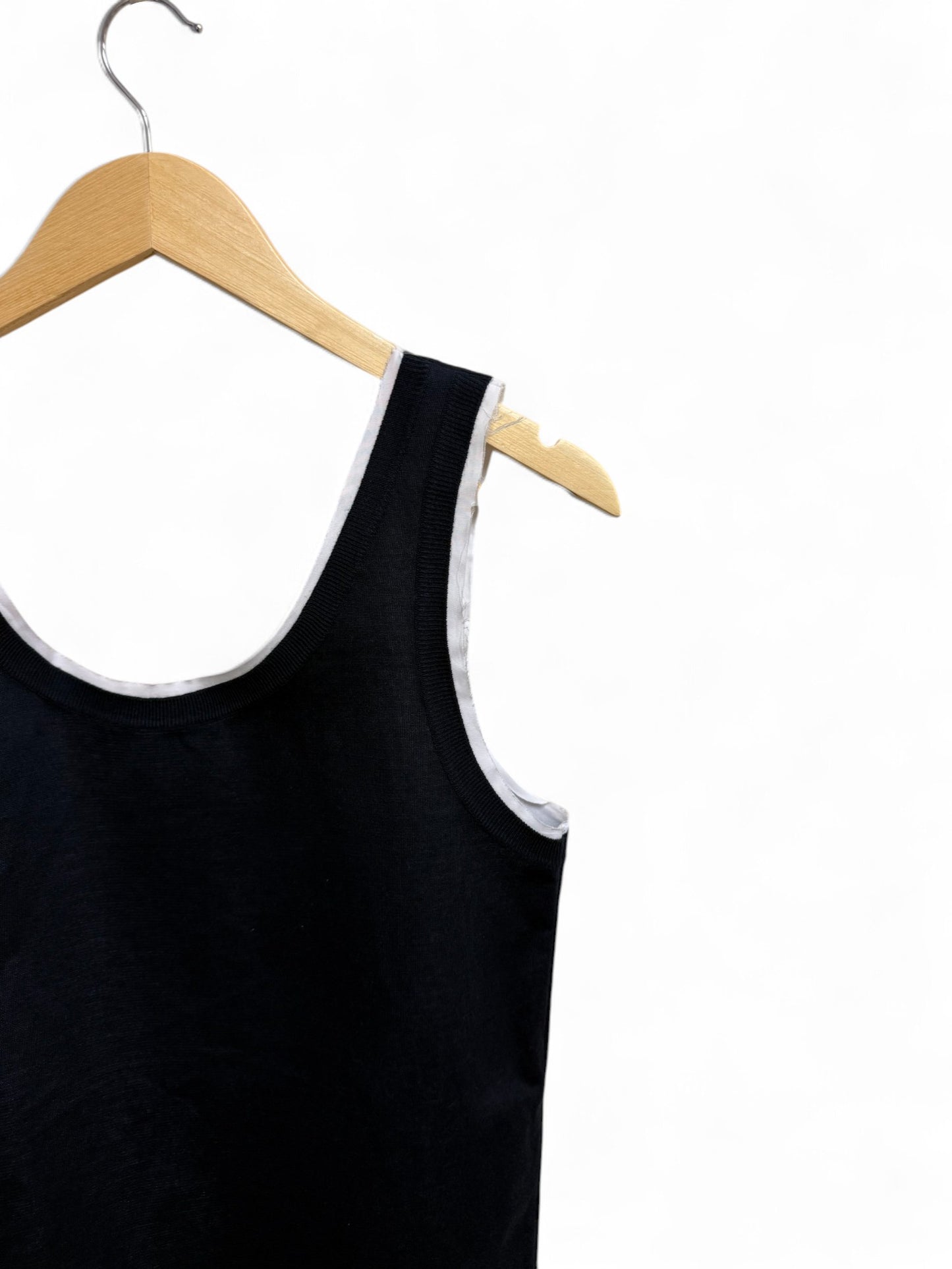 Miu Miu-Faux Two-Piece Tank Dress-Black/White Trim-36 | Retail Price: $3157