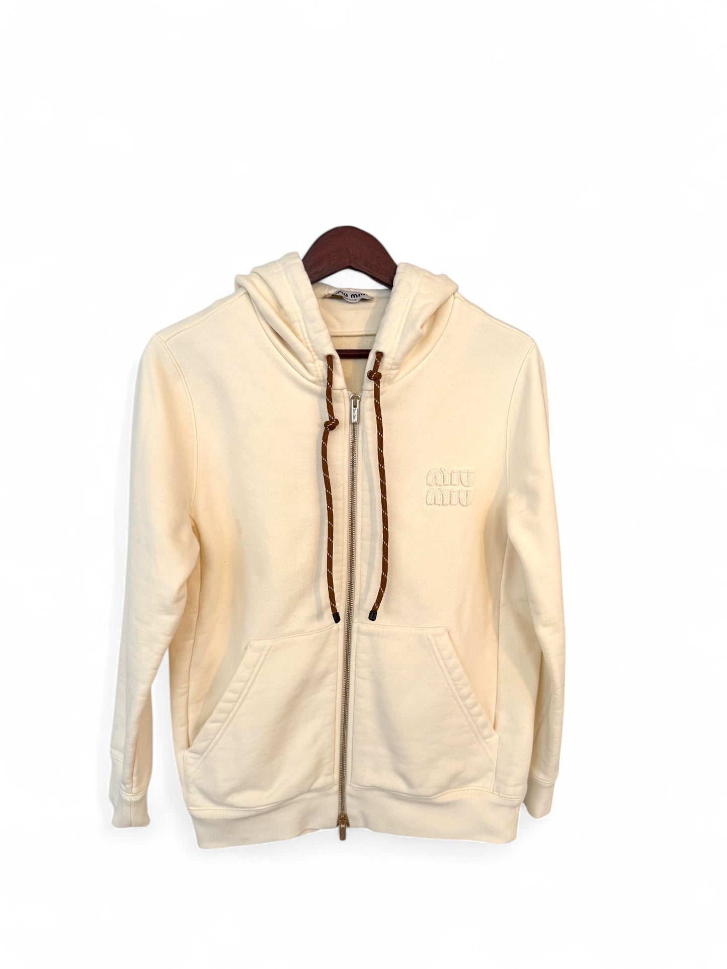 MiuMiu-Cream Hoodie 24ss-Size L | Retail Price: $2180