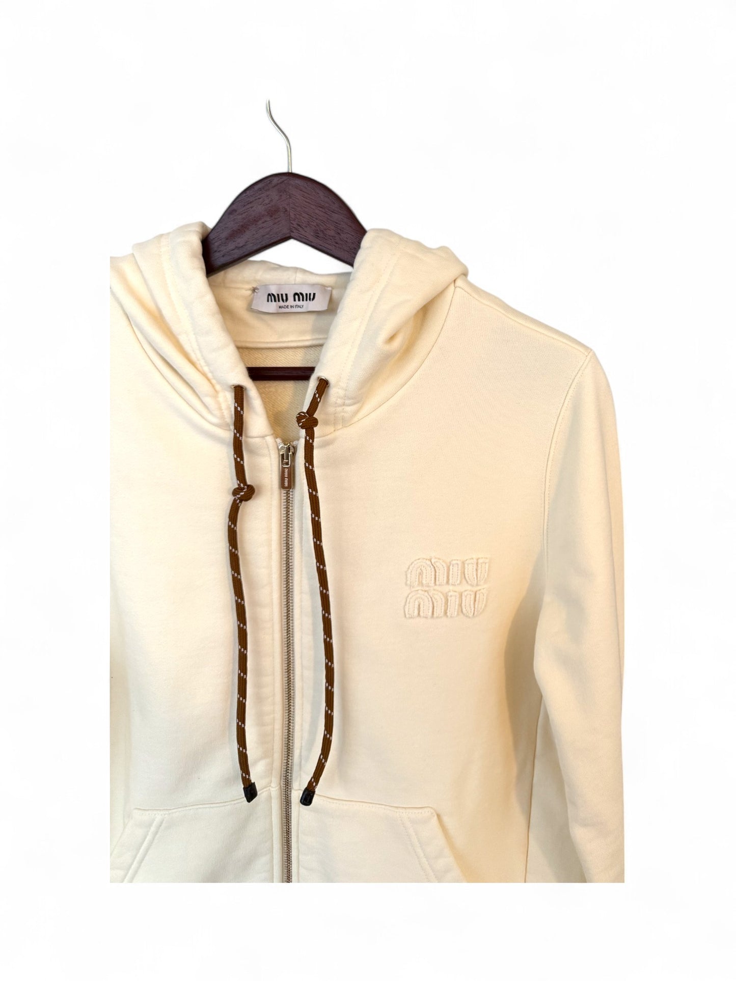 MiuMiu-Cream Hoodie 24ss-Size L | Retail Price: $2180
