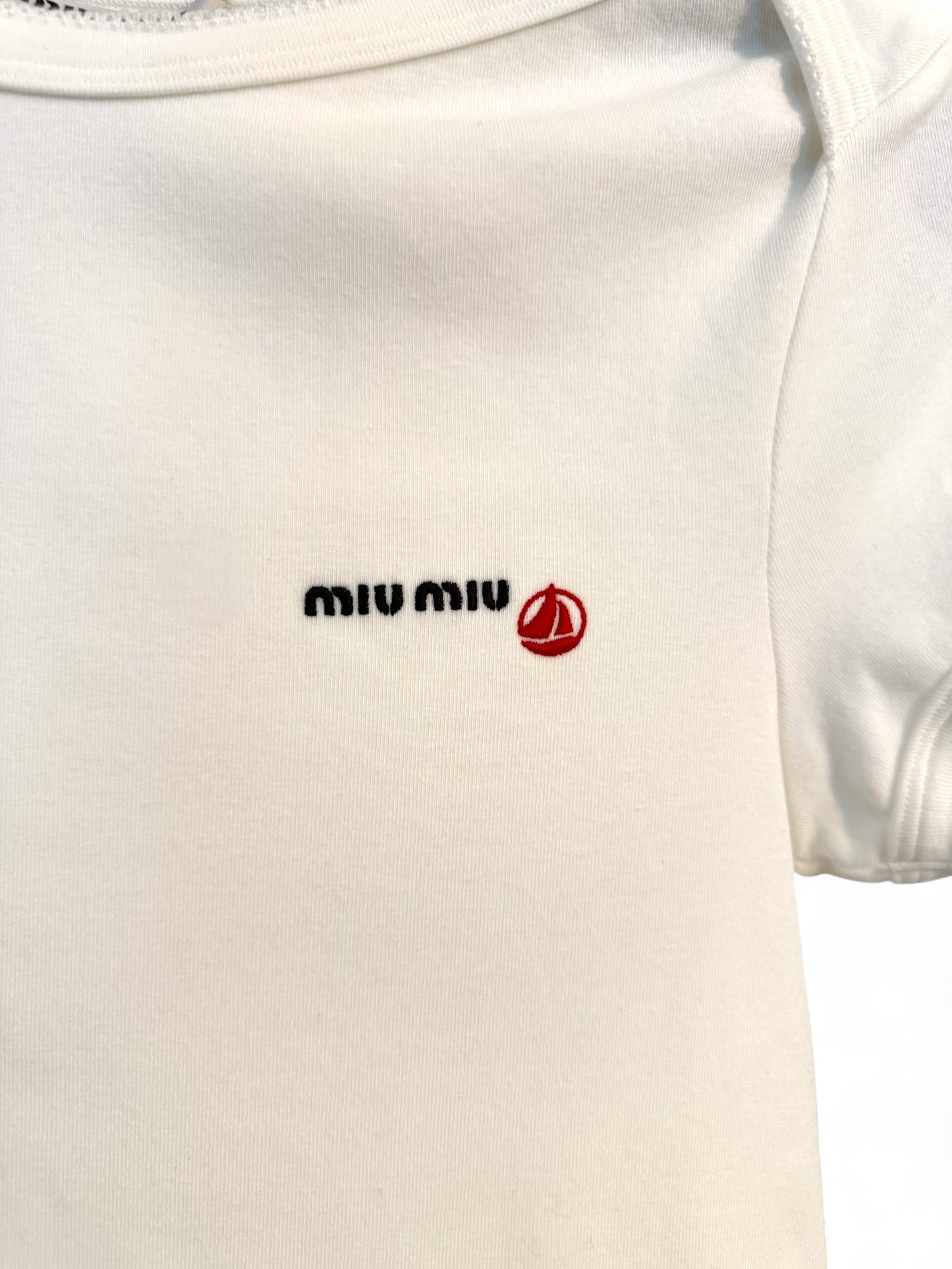 Miu Miu x PETIT BATEAU SS25 Sailboat Collab Tee-Size L | Retail Price: $650