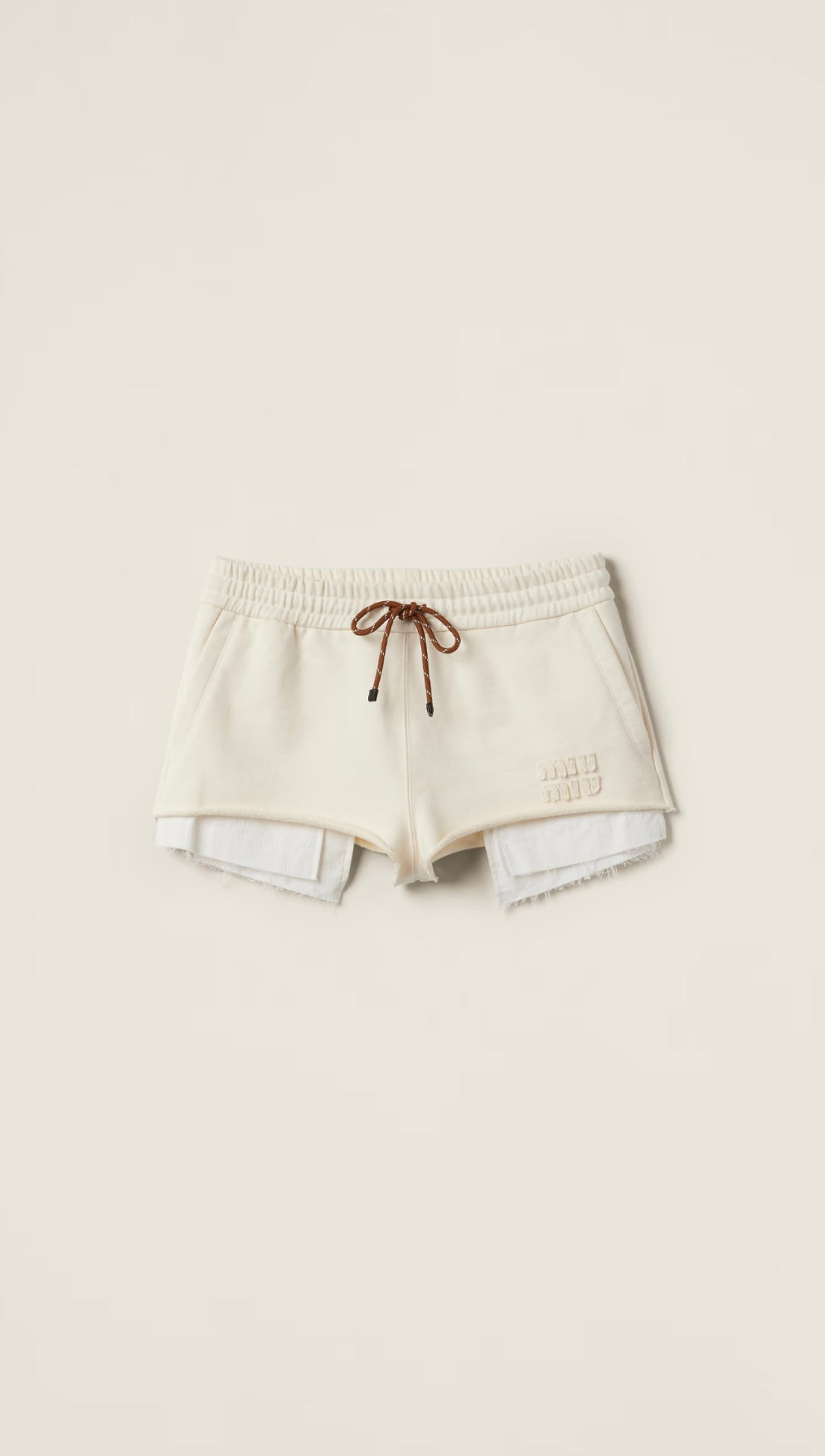 Miu Miu-2024SS Beige Logo Shorts-Size 38 | Retail Price: $1300
