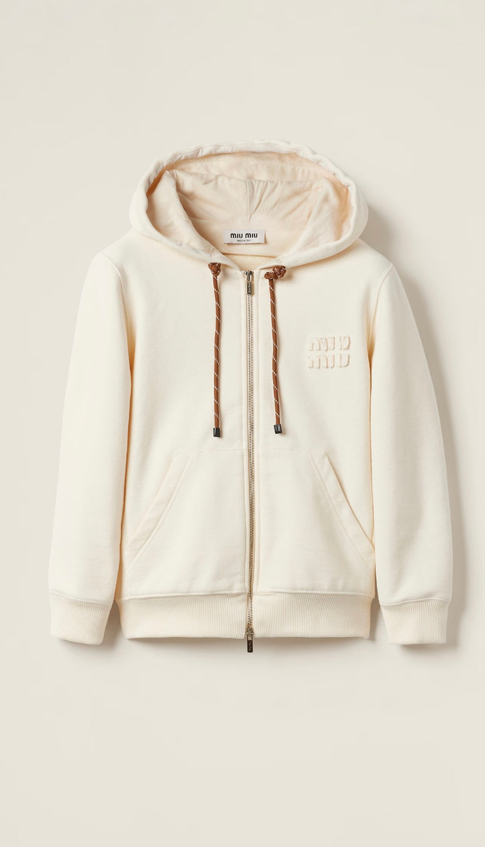 MiuMiu-Cream Hoodie 24ss-Size L | Retail Price: $2180