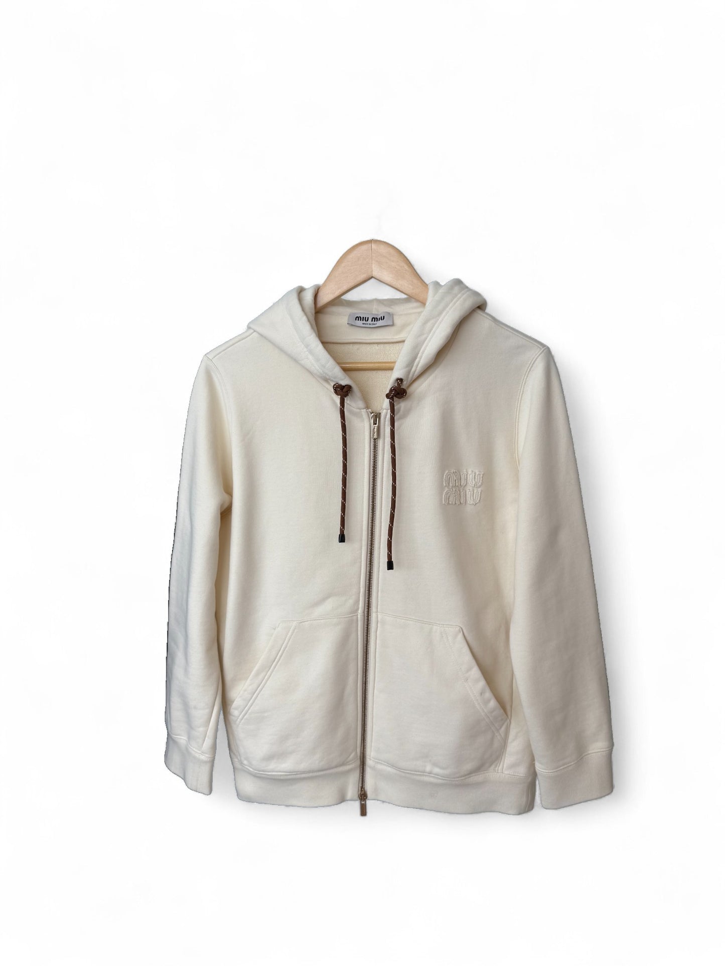 Miu Miu FW24 Off-White Hooded Sweatshirt – Retail Price: $1,050 USD