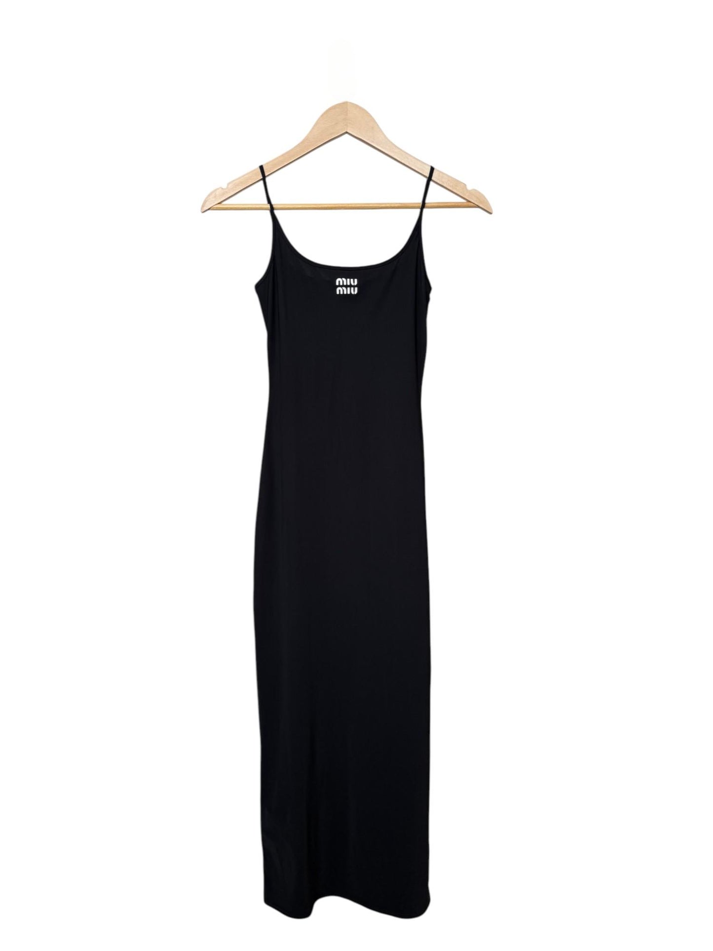Miu Miu Black Logo Print Midi Slip Dress – Retail Price: $1,550