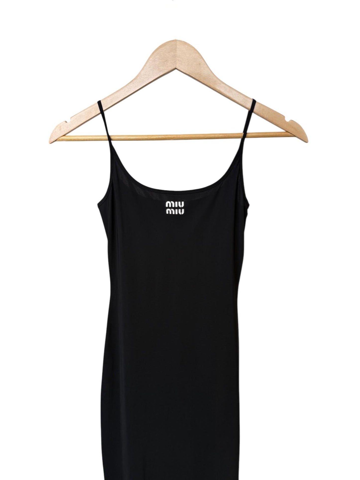 Miu Miu Black Logo Print Midi Slip Dress – Retail Price: $1,550