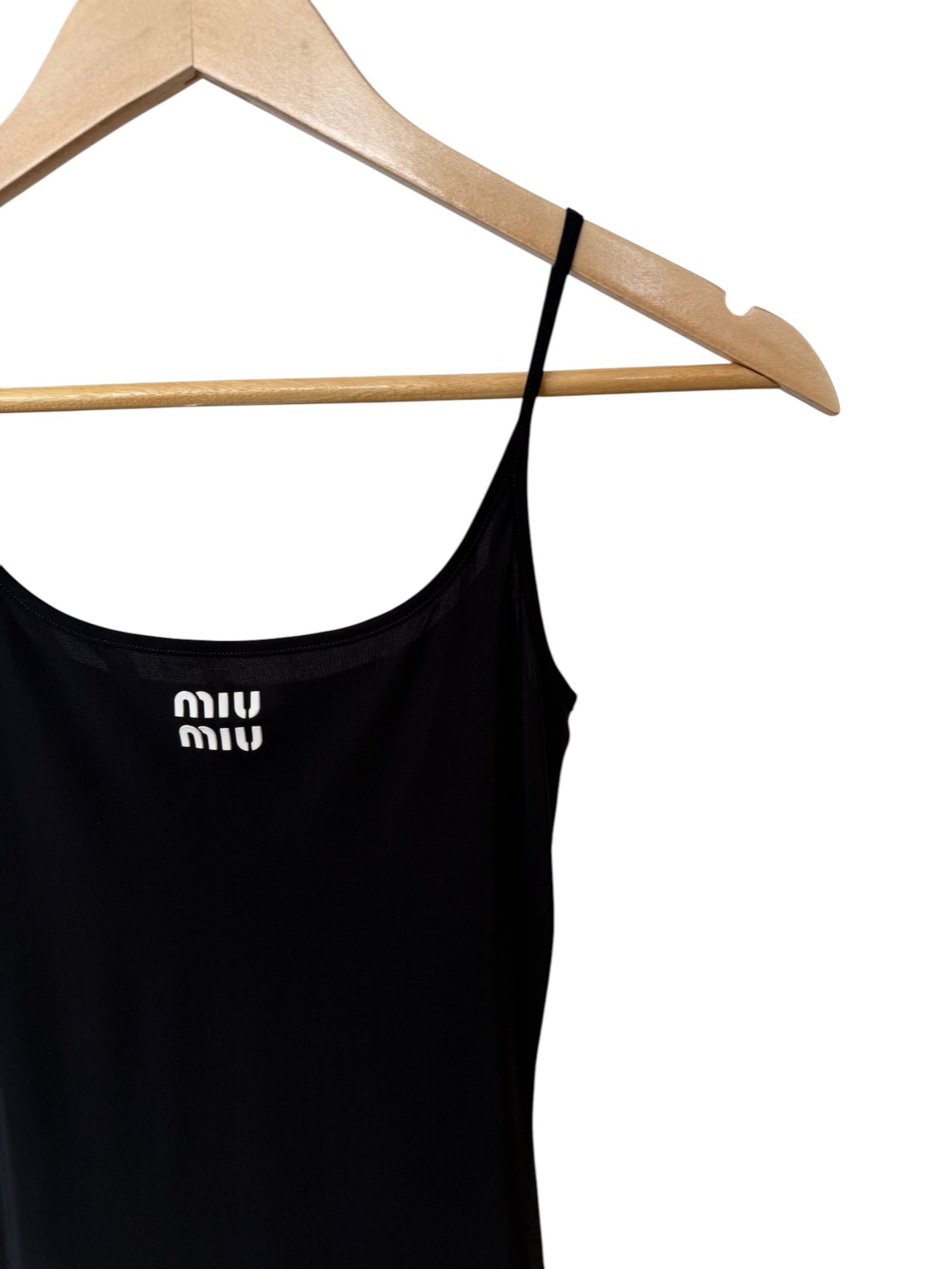 Miu Miu Black Logo Print Midi Slip Dress – Retail Price: $1,550