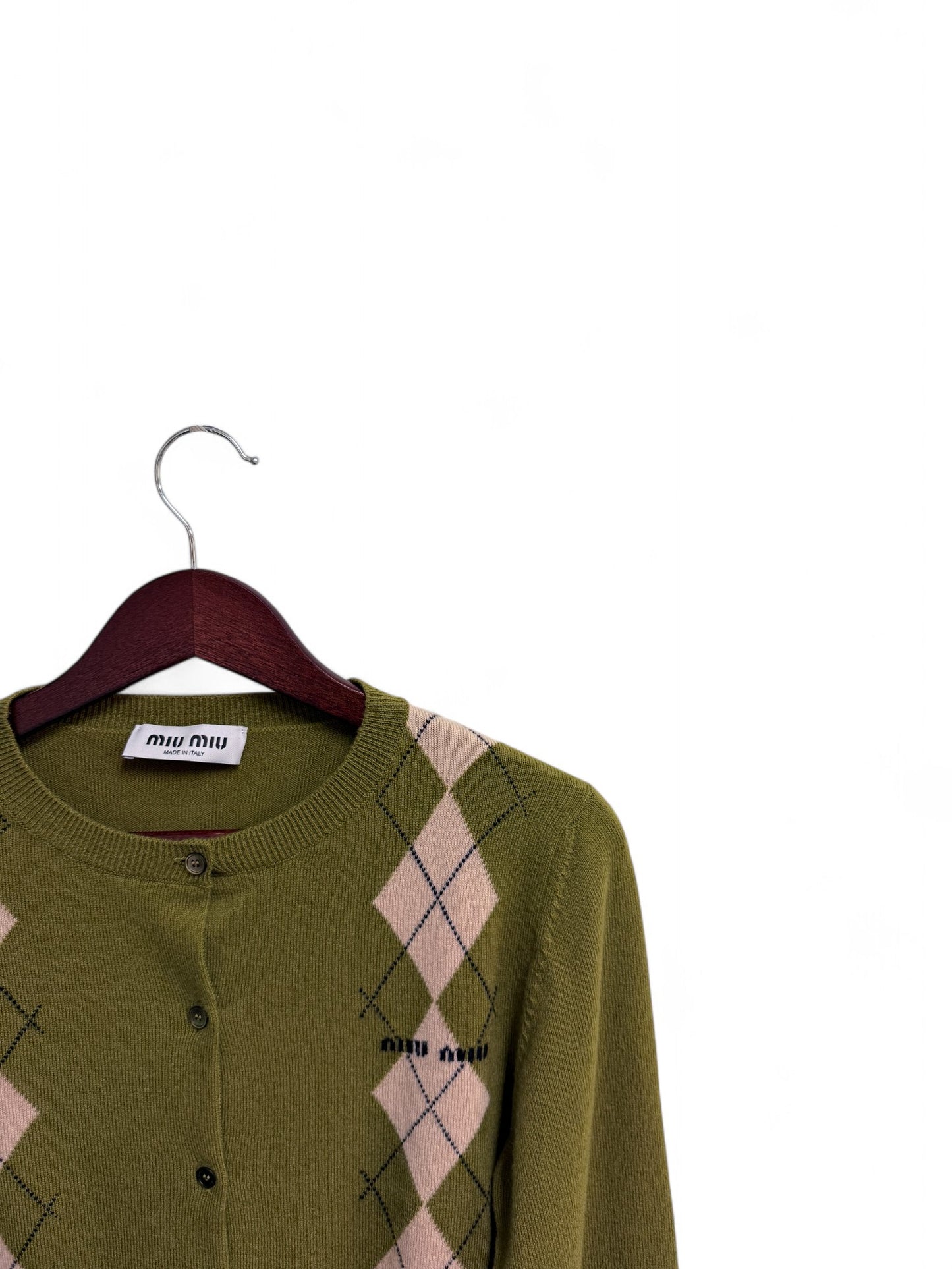 Miu Miu-Fern Green Cashmere Cardigan-42 | Retail Price: $2400