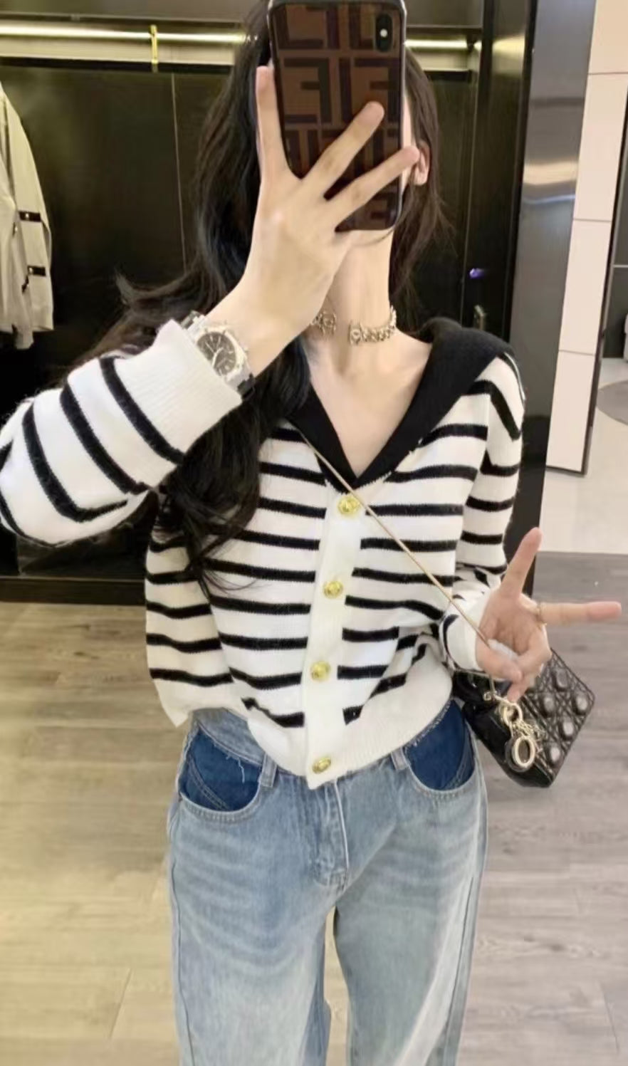 Miu Miu Colorblock Striped Cashmere Cardigan in White – Retail Price: $2,115