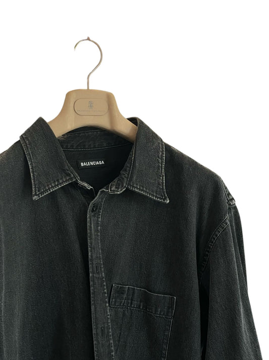 Balenciaga Black Logo Denim Shirt