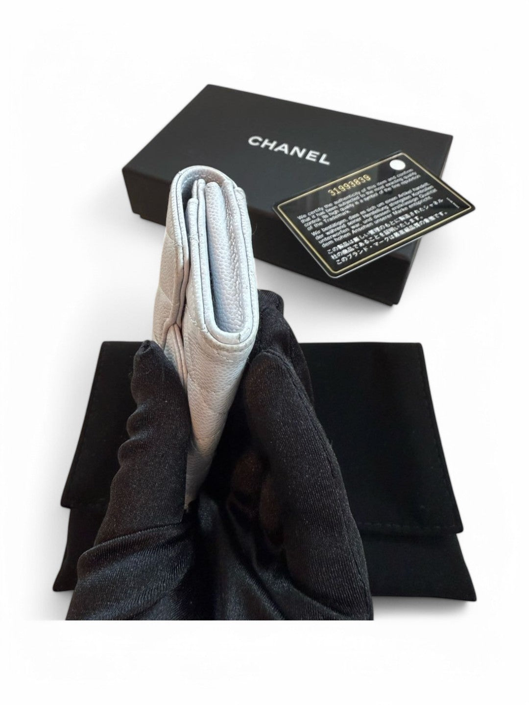 Chanel White Caviar Leather Key Holder