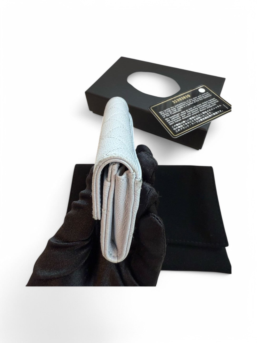 Chanel White Caviar Leather Key Holder