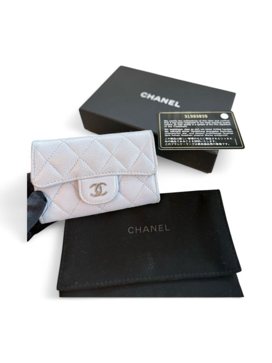 Chanel White Caviar Leather Key Holder
