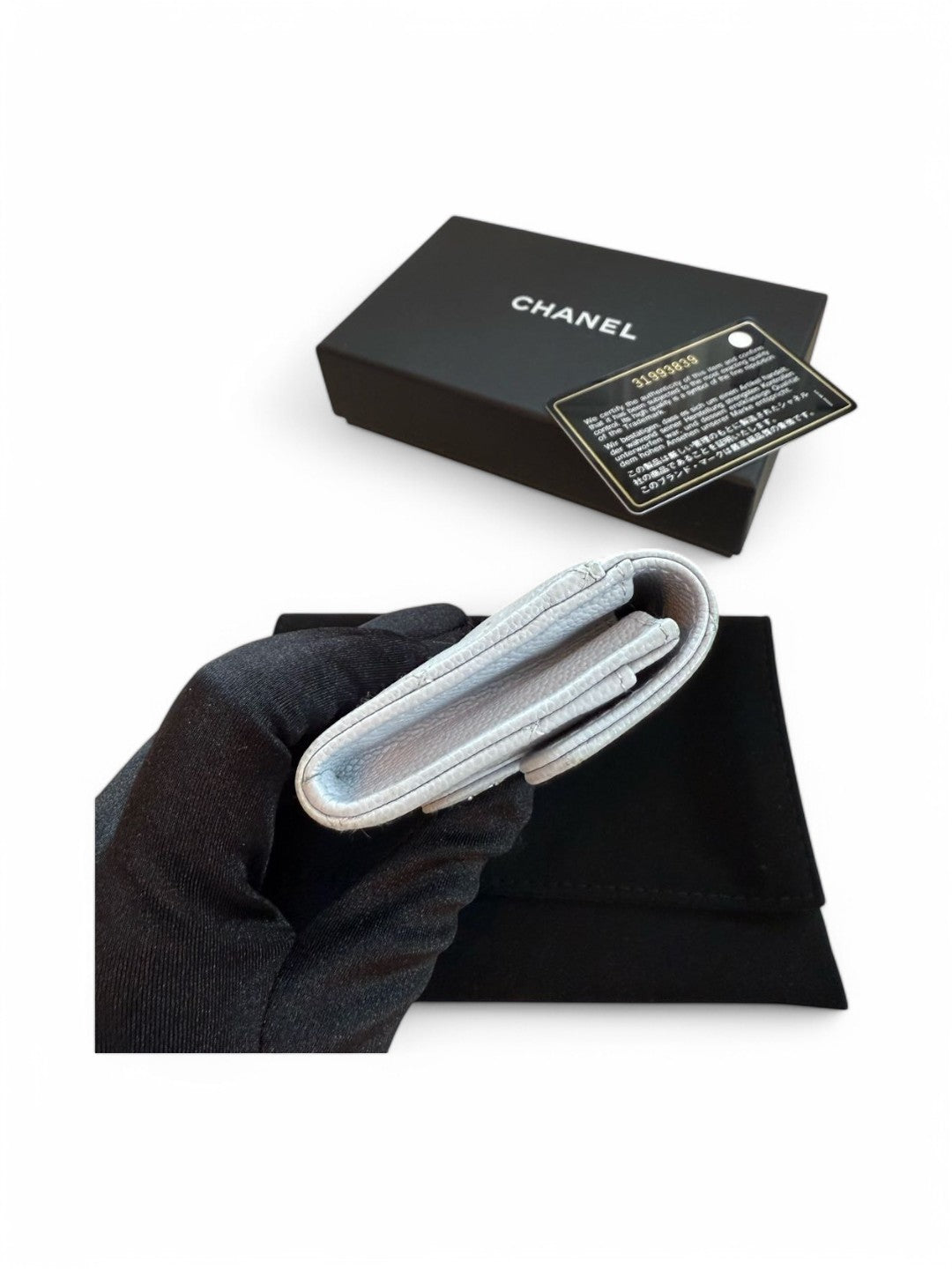 Chanel White Caviar Leather Key Holder