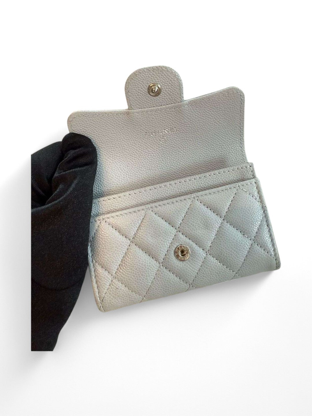 Chanel White Caviar Leather Key Holder