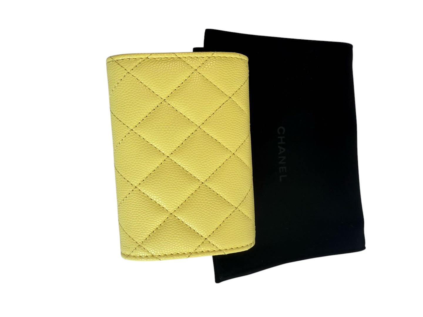 Chanel Yellow Quilted Caviar Leather Wallet