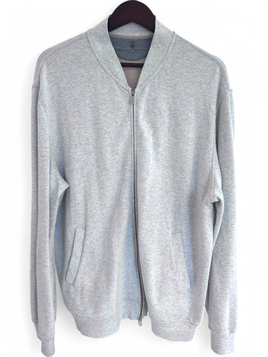 Brunello Cucinelli - Light Grey Cotton Bomber Jacket