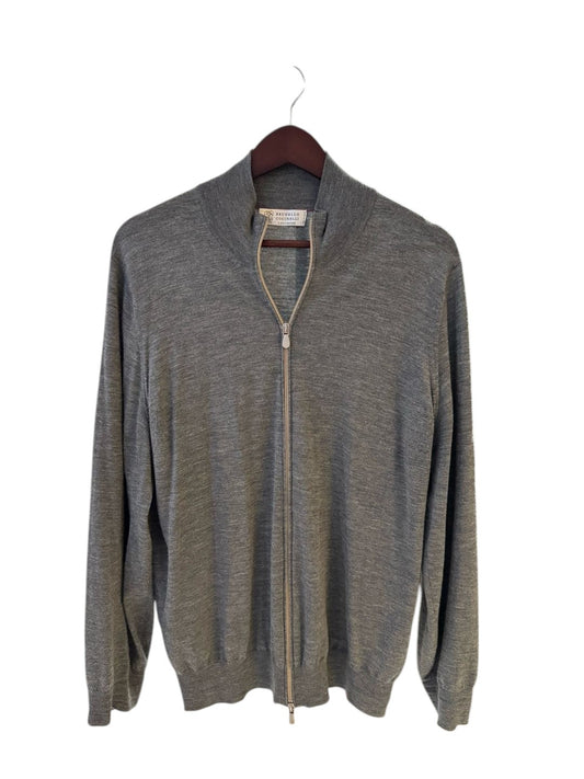 Brunello Cucinelli Cashmere-Silk Blend Zip Knit Jacket