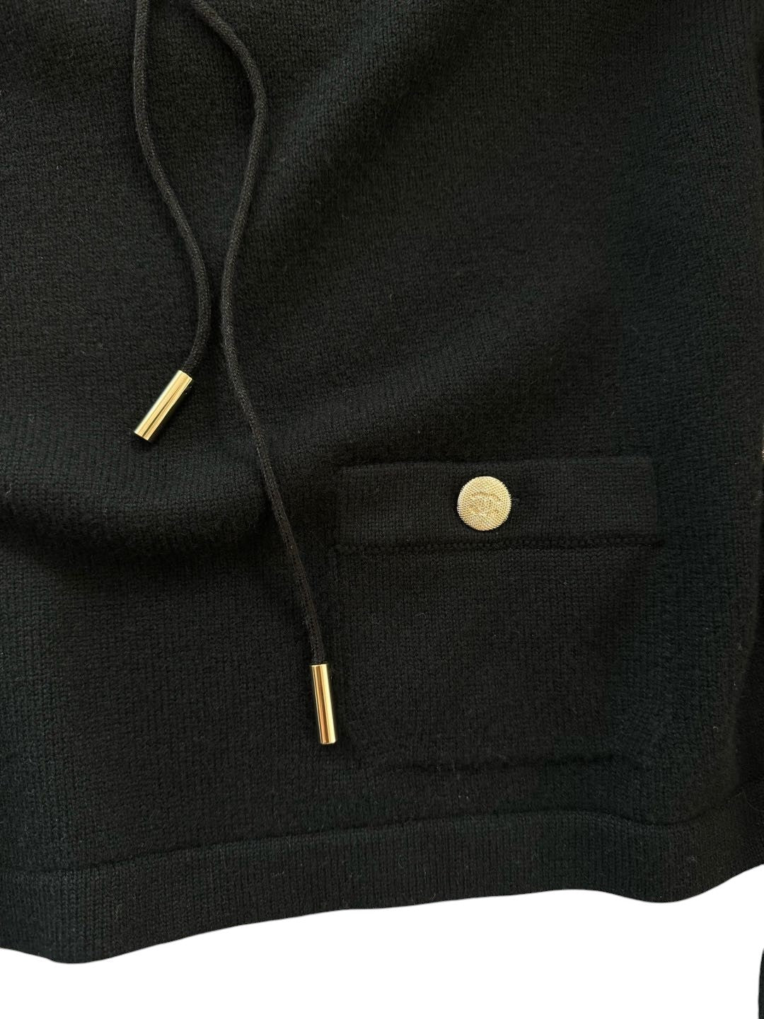 Chanel Black Cropped Wool Hoodie