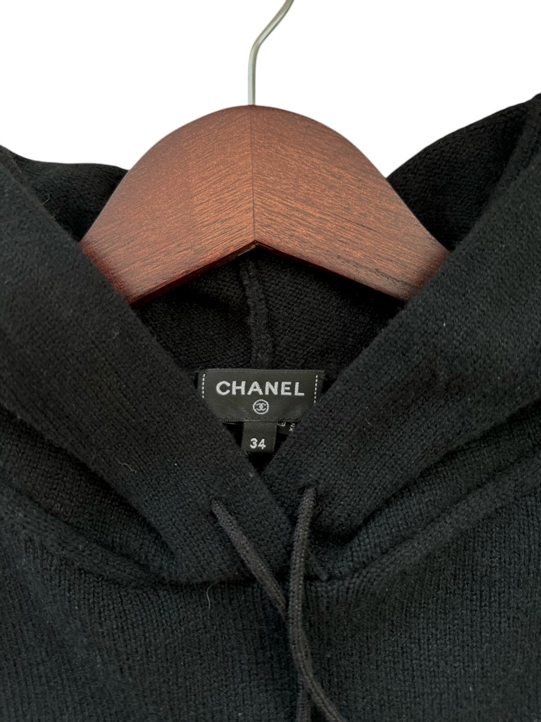 Chanel Black Cropped Wool Hoodie